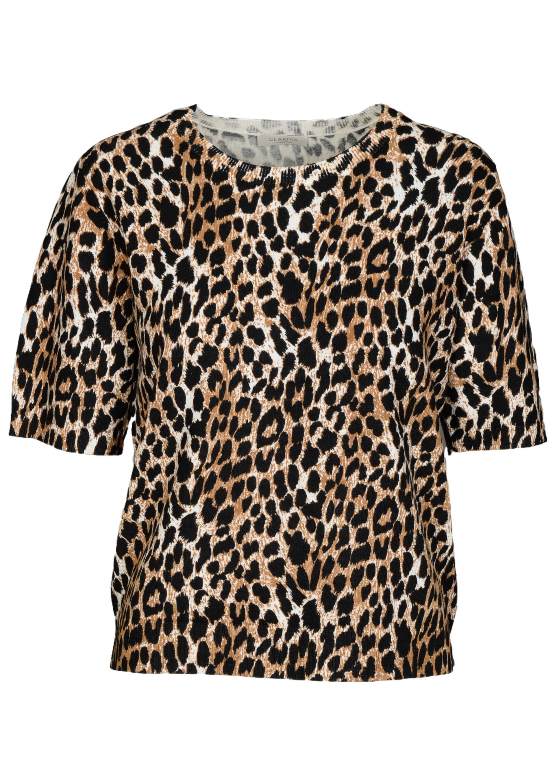 CLARINA - Rdh.-Pullover, 1/2 Arm, Animal sand-schwarz combo - Gr. - 48 von CLARINA