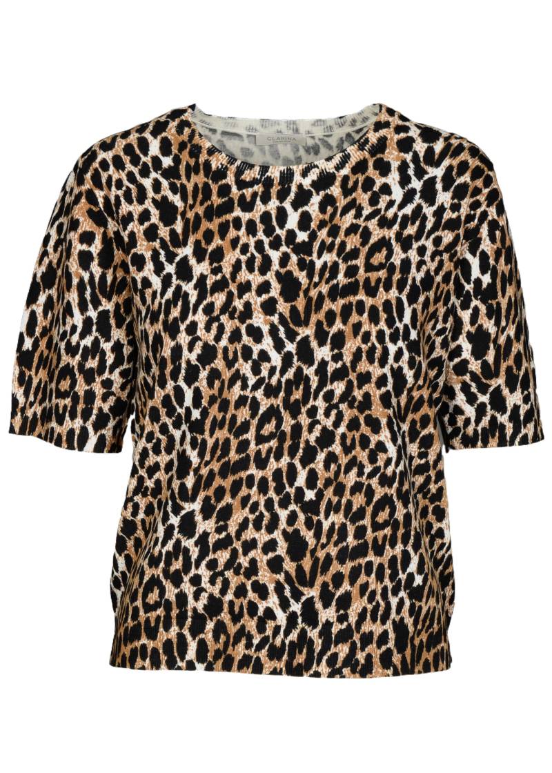 CLARINA - Rdh.-Pullover, 1/2 Arm, Animal sand-schwarz combo - Gr. - 48 von CLARINA