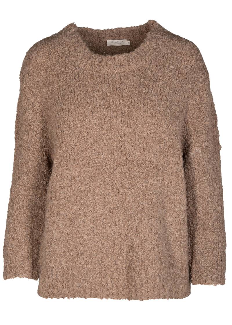 CLARINA - Rdh.-Pullover, 3/4 Arm, Boucle mokka mel. - Gr. - 36 von CLARINA