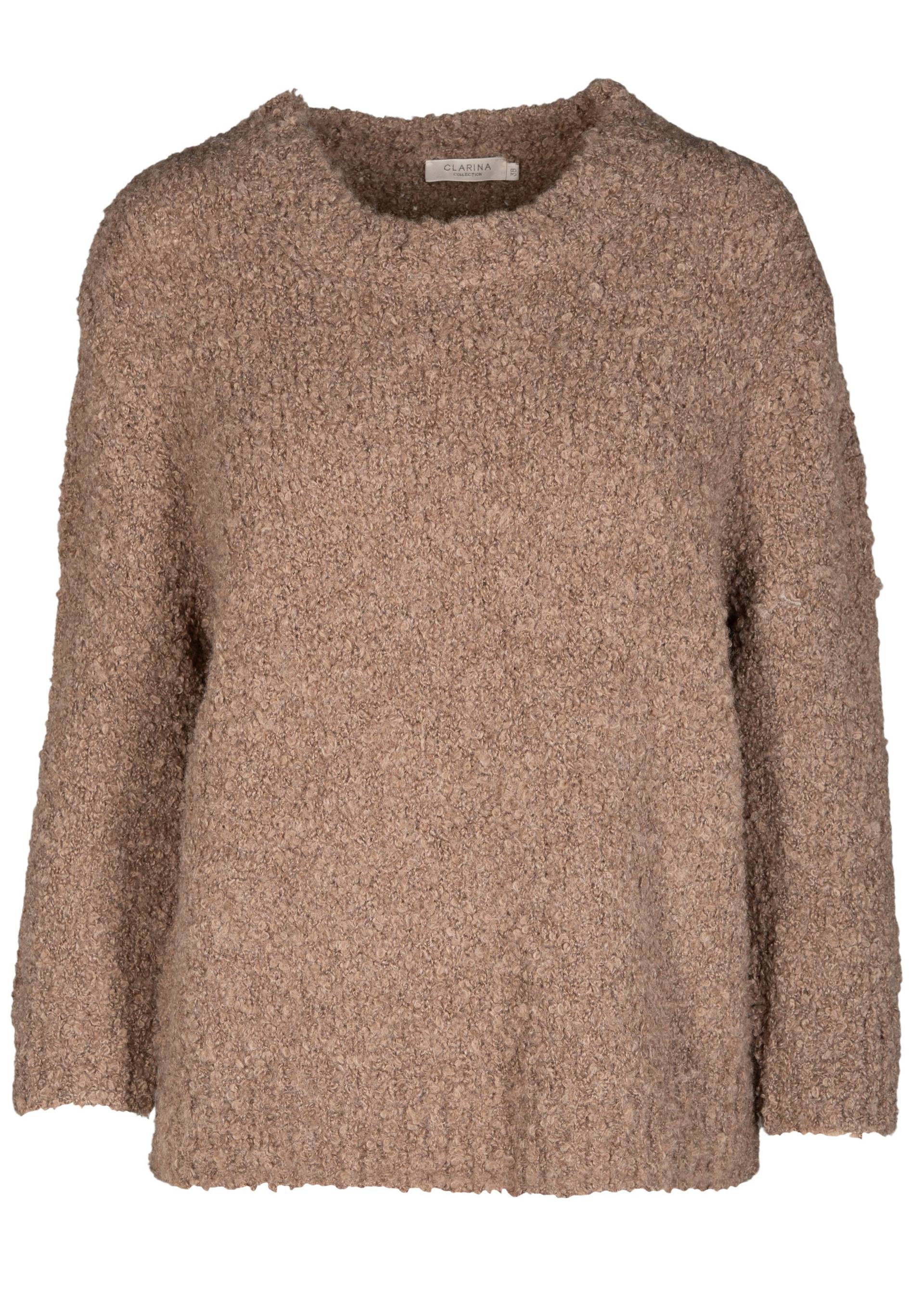 CLARINA - Rdh.-Pullover, 3/4 Arm, Boucle mokka mel. - Gr. - 42 von CLARINA