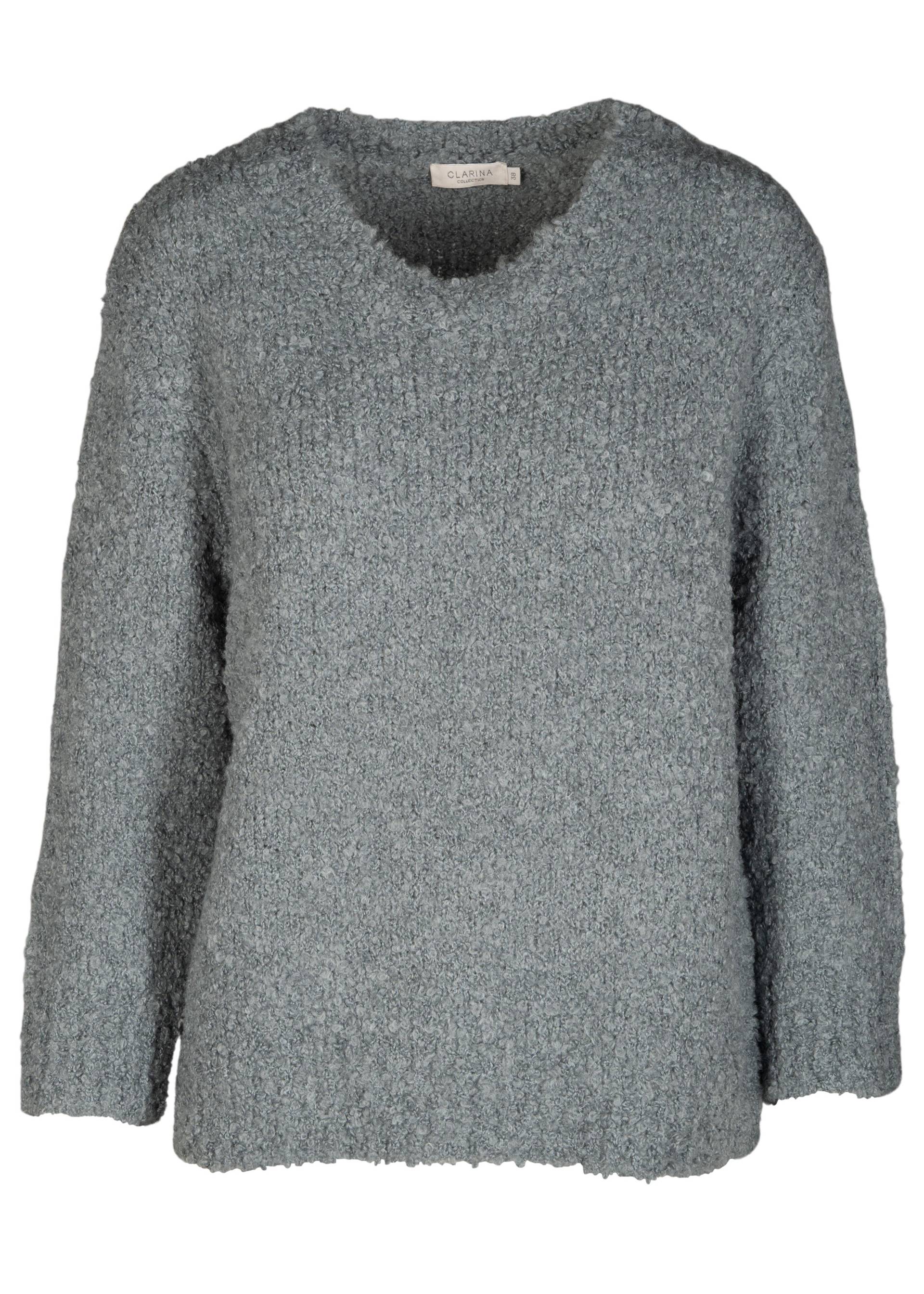 CLARINA - Rdh.-Pullover, 3/4 Arm, Boucle ozean gruen mel. - Gr. - 40 von CLARINA