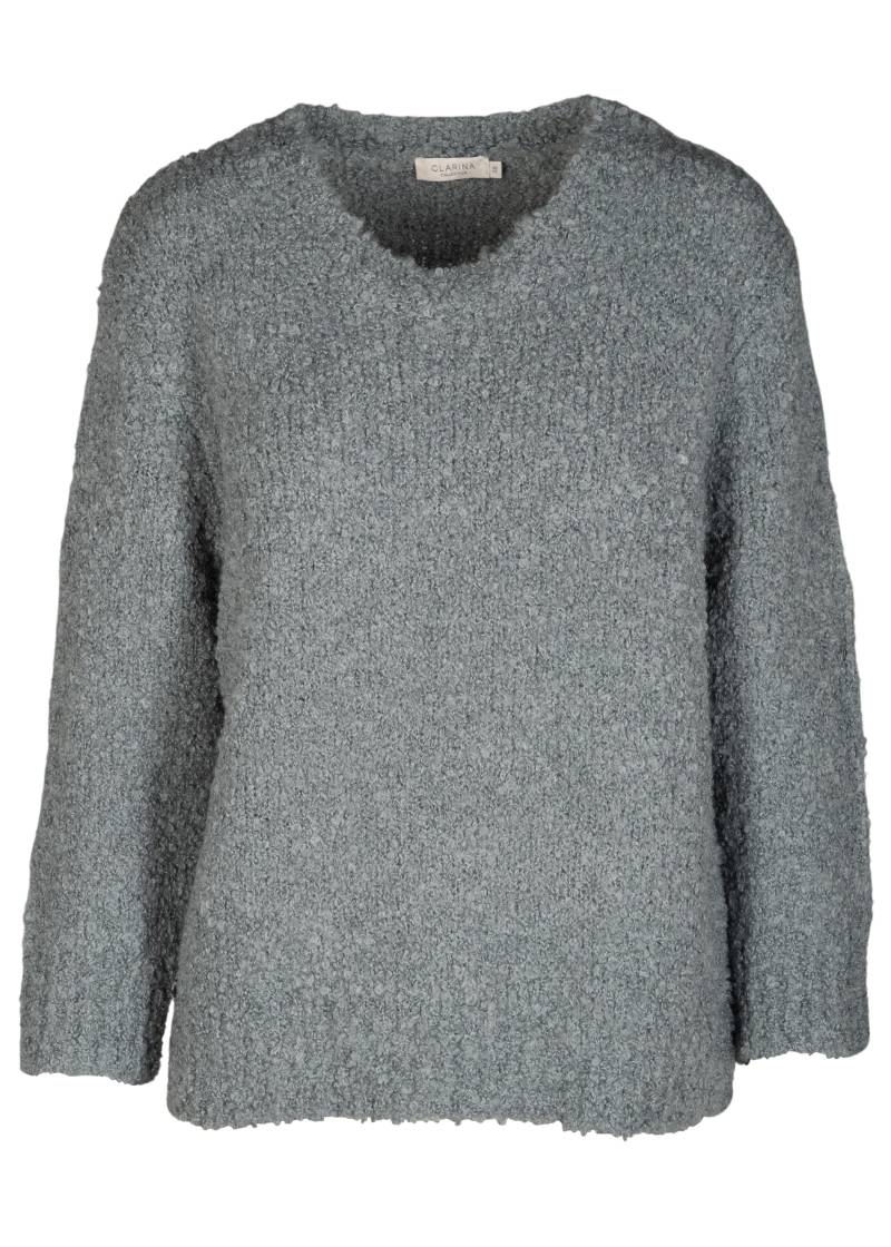 CLARINA - Rdh.-Pullover, 3/4 Arm, Boucle ozean gruen mel. - Gr. - 48 von CLARINA