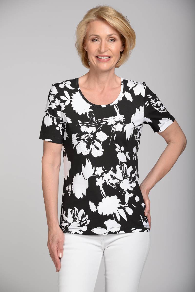 CLARINA - Rdh.-Shirt, 1/2 Arm, Druck schwarz-weiss - Gr. - 40 von CLARINA