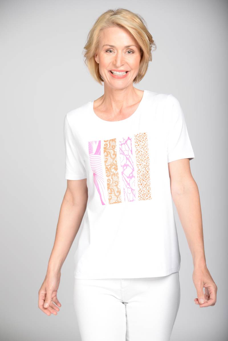 CLARINA - Rdh.-Shirt, 1/2 Arm, Druck weiss - Gr. - 44 von CLARINA