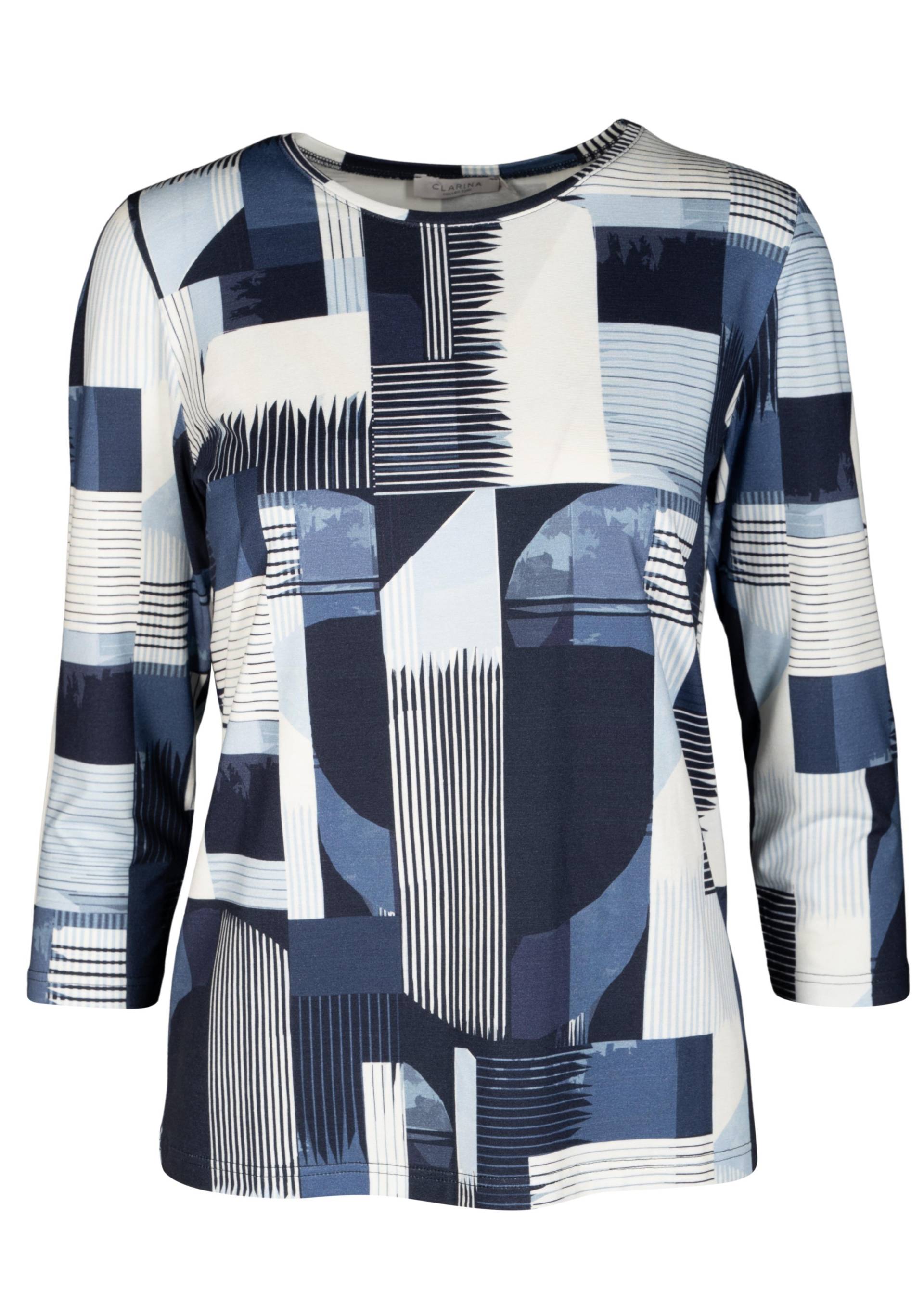 CLARINA - Rdh.-Shirt, 3/4 Arm, Druck marine combo - Gr. - 40 von CLARINA