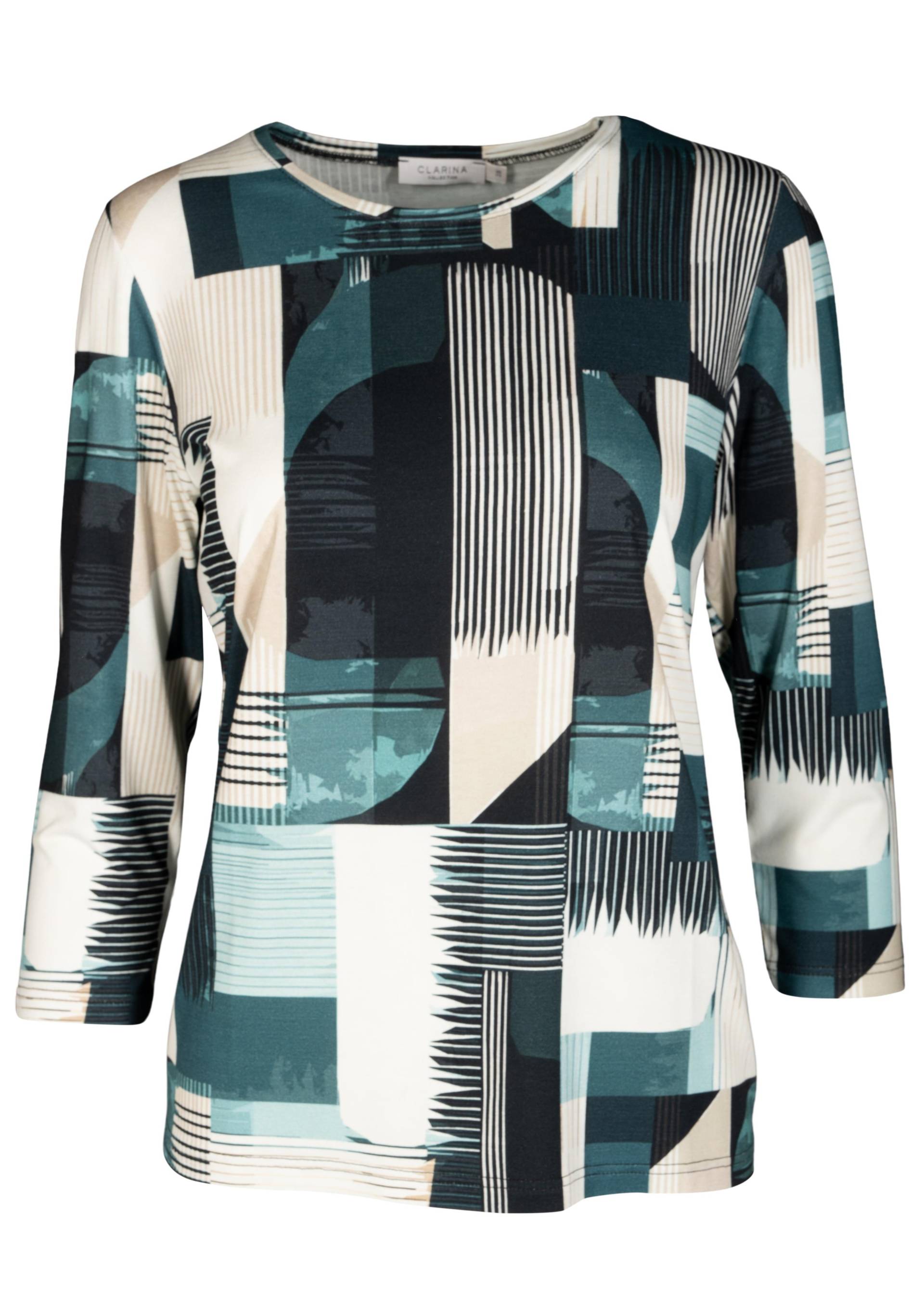 CLARINA - Rdh.-Shirt, 3/4 Arm, Druck ozean gruen combo - Gr. - 42 von CLARINA
