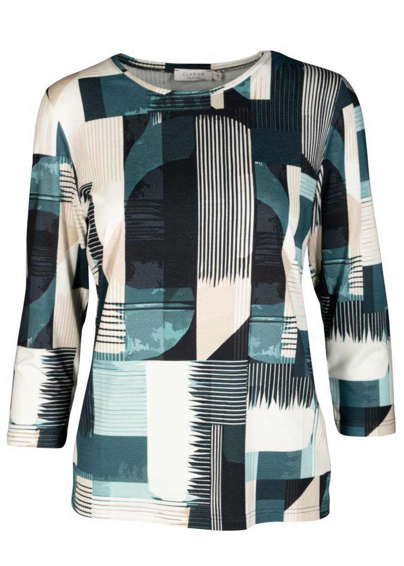 CLARINA - Rdh.-Shirt, 3/4 Arm, Druck ozean gruen combo - Gr. - 42 von CLARINA