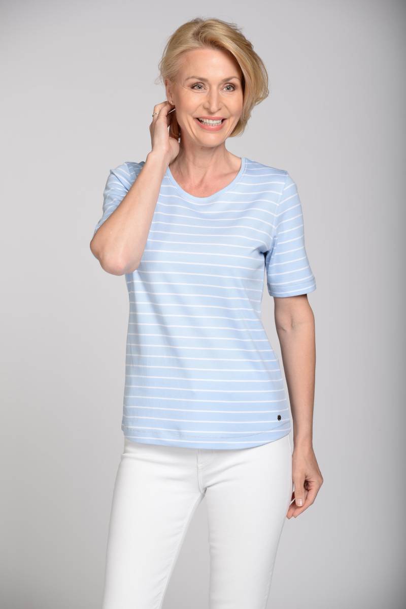CLARINA - Rdh.-Shirt, Ringel 612 bleu-weiss - Gr. - 42 von CLARINA