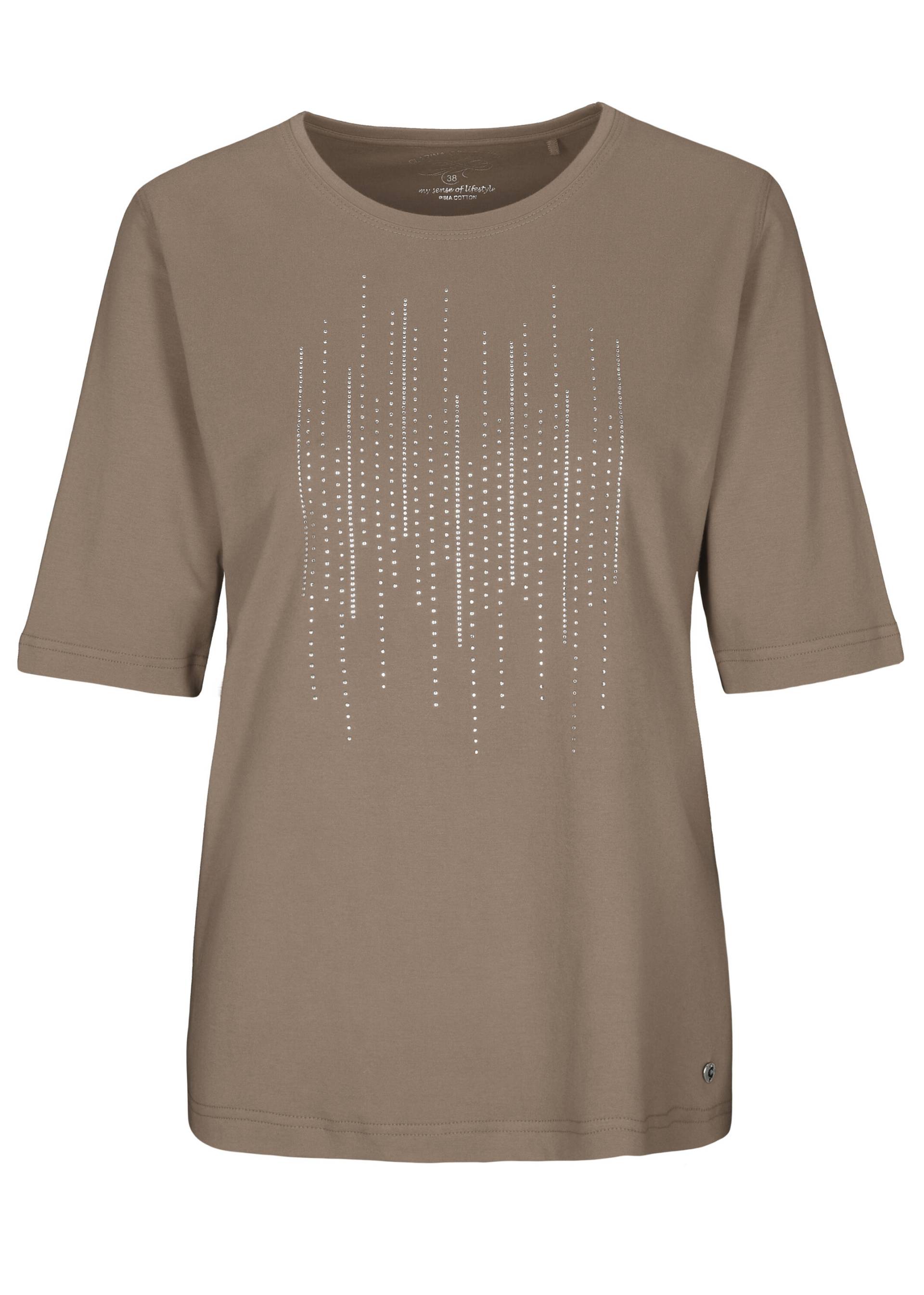 CLARINA - Rdh.-Shirt, Steinchen 743 mokka - Gr. - 38 von CLARINA