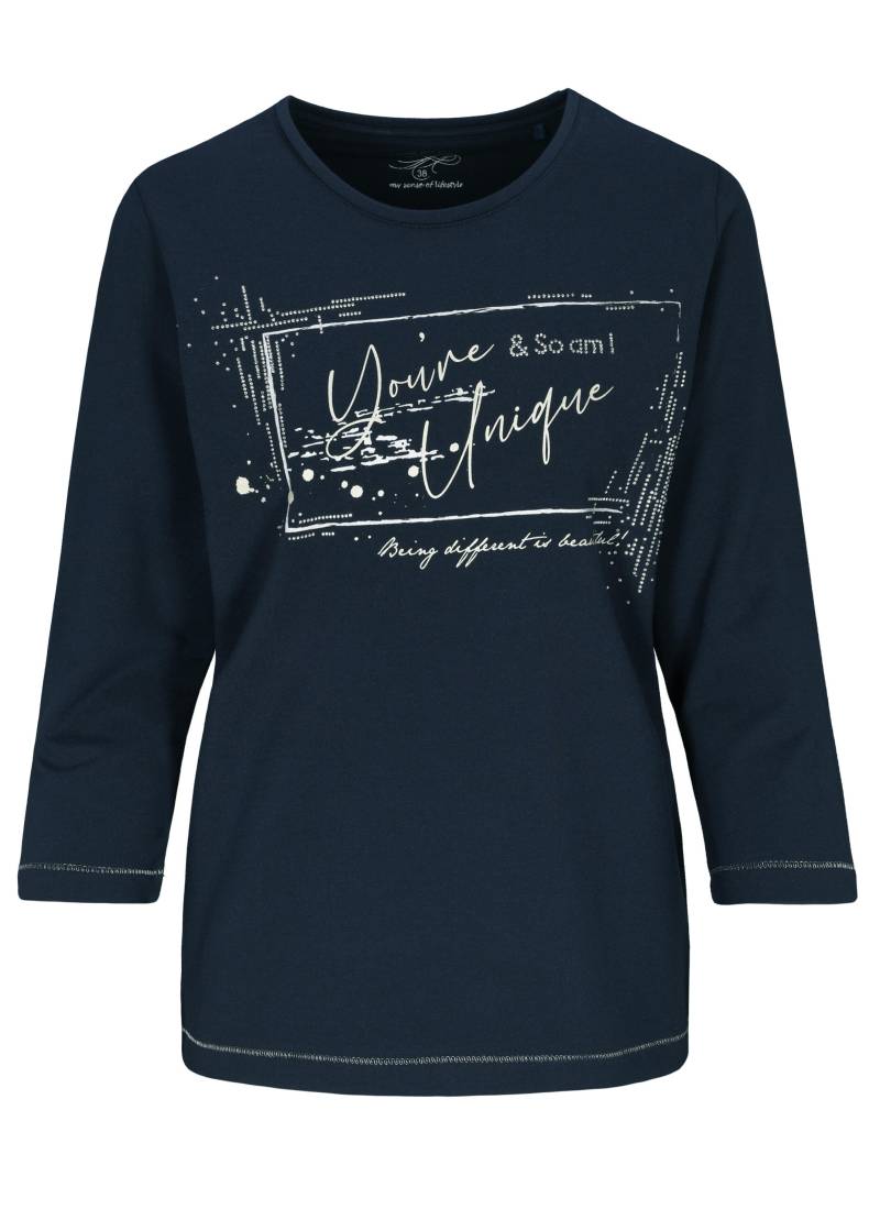 CLARINA - Rdh.-Sweatshirt, 3/4 Arm,Druck marine - Gr. - 36 von CLARINA