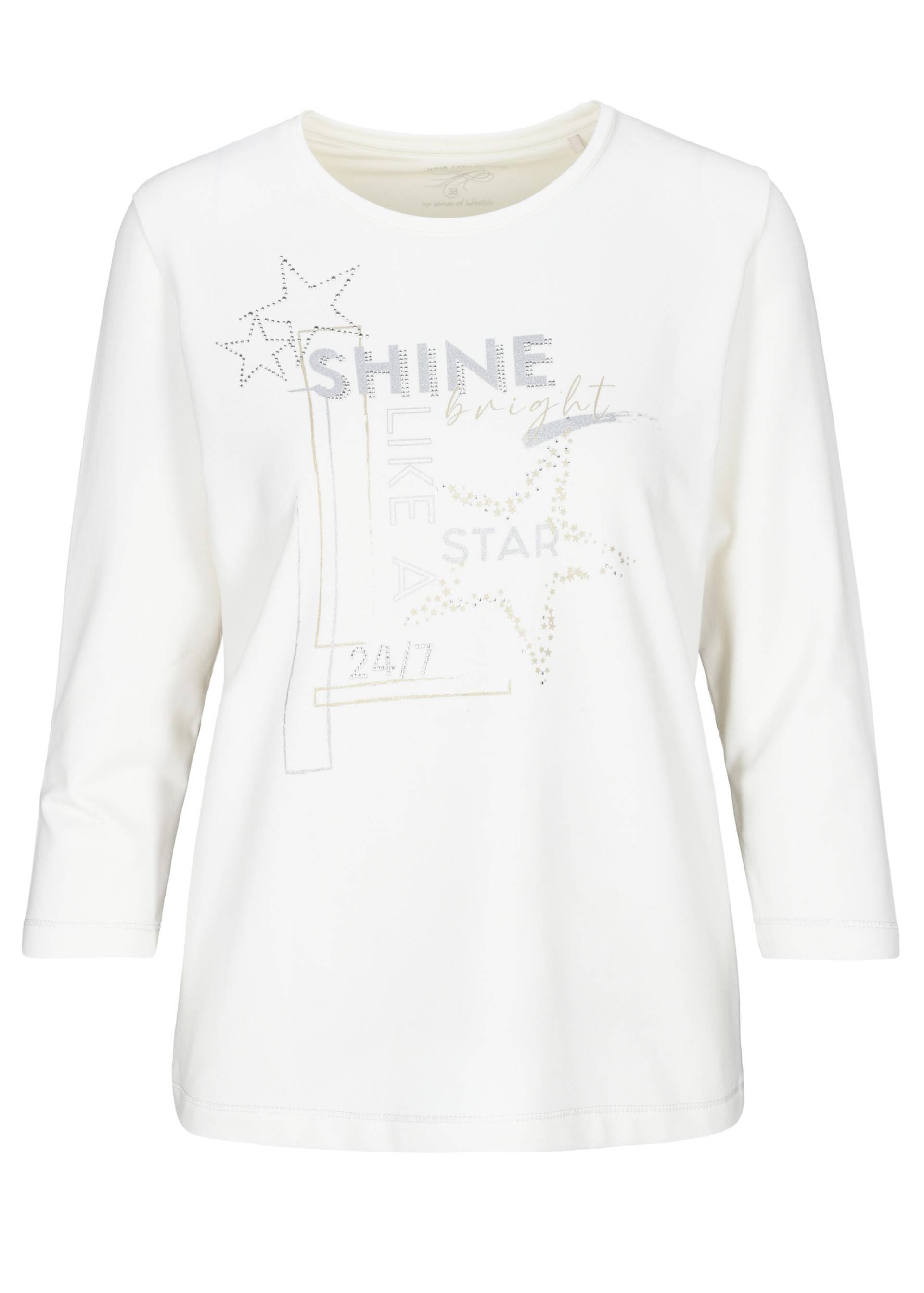 CLARINA - Rdh.-Sweatshirt, 3/4 Arm,Druck offwhite - Gr. - 40 von CLARINA