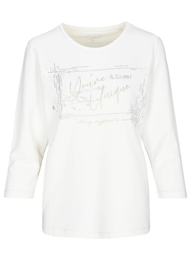 CLARINA - Rdh.-Sweatshirt, 3/4 Arm,Druck offwhite - Gr. - 46 von CLARINA