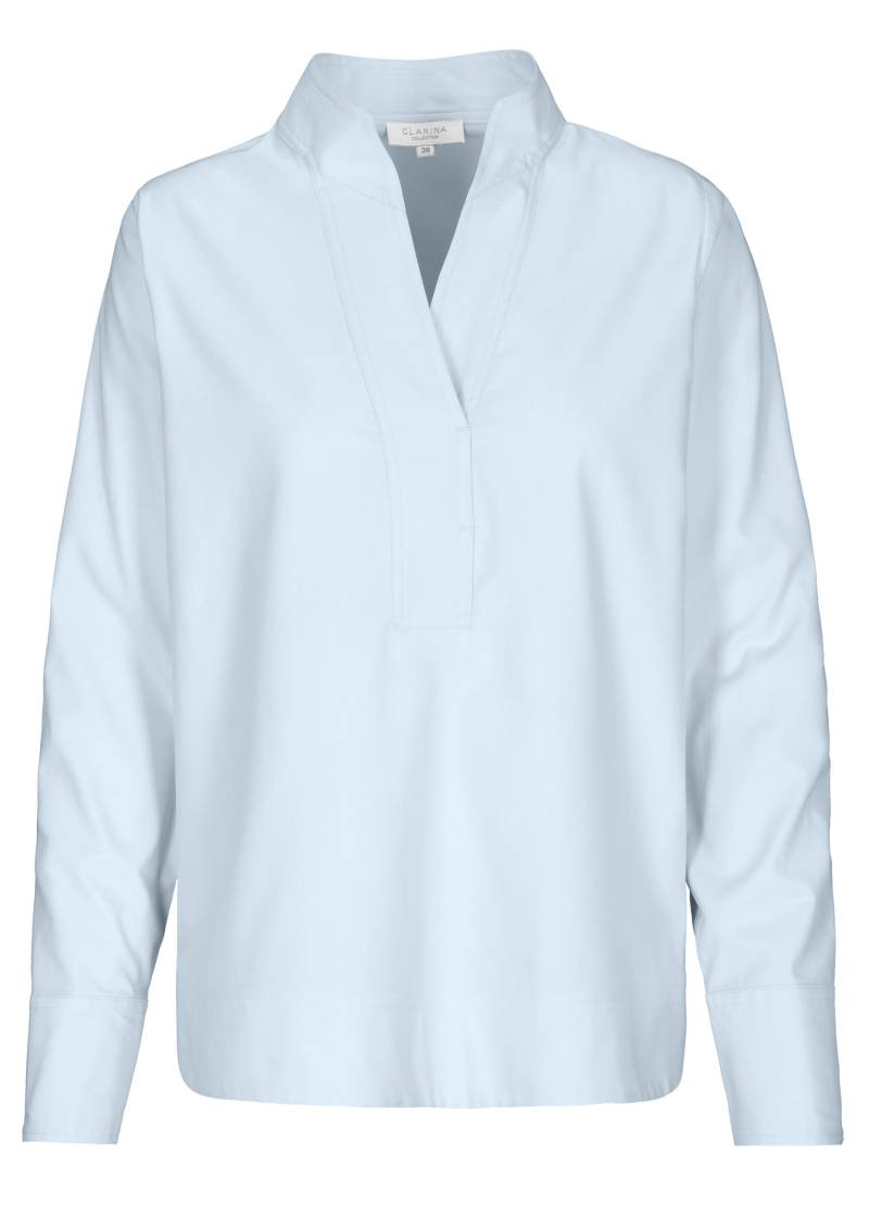 CLARINA - Stehbund-Bluse, 1/1 Arm, uni bleu - Gr. - 38 von CLARINA