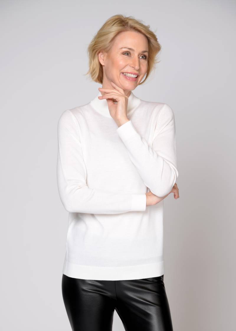 CLARINA - Stehbund-Pullover, 1/1 Arm,uni 104 offwhite - Gr. - 48 von CLARINA