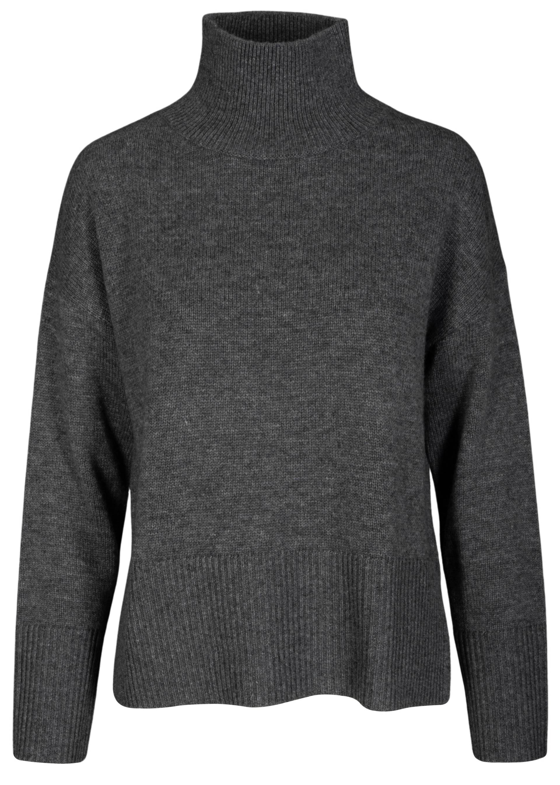 CLARINA - Stehbund-Pullover, 1/1 Arm,uni anthra mel. - Gr. - 38 von CLARINA