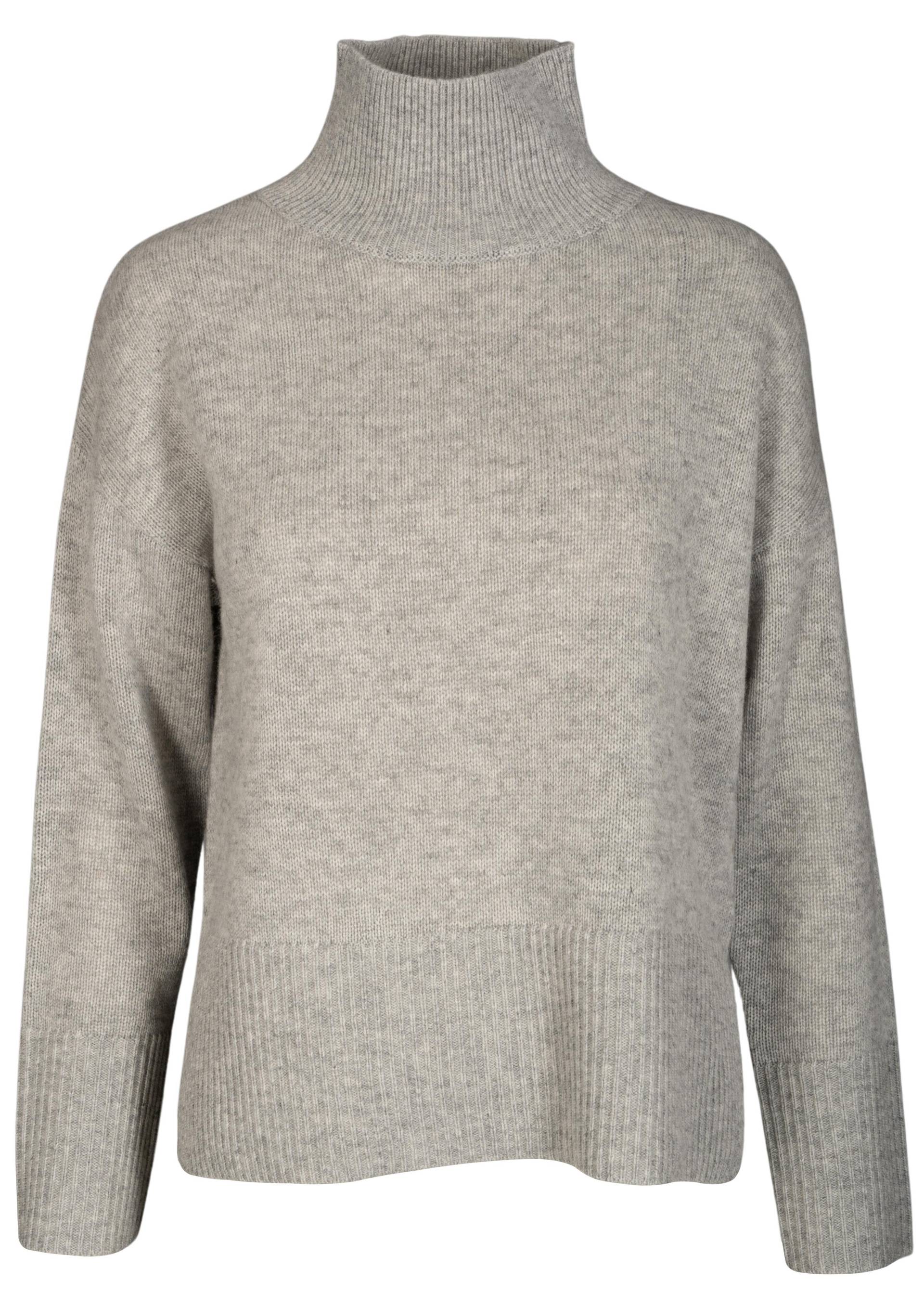 CLARINA - Stehbund-Pullover, 1/1 Arm,uni grau mel. - Gr. - 36 von CLARINA