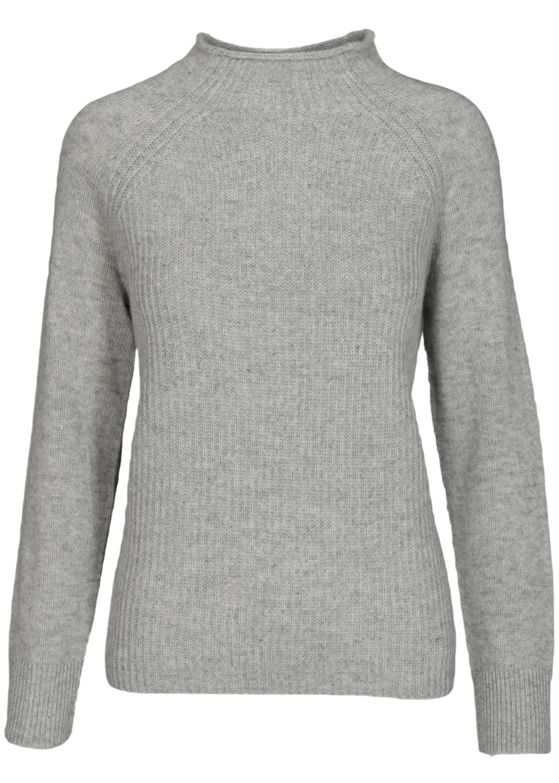 CLARINA - Stehbund-Pullover, 1/1 Arm,uni grau mel. - Gr. - 46 von CLARINA