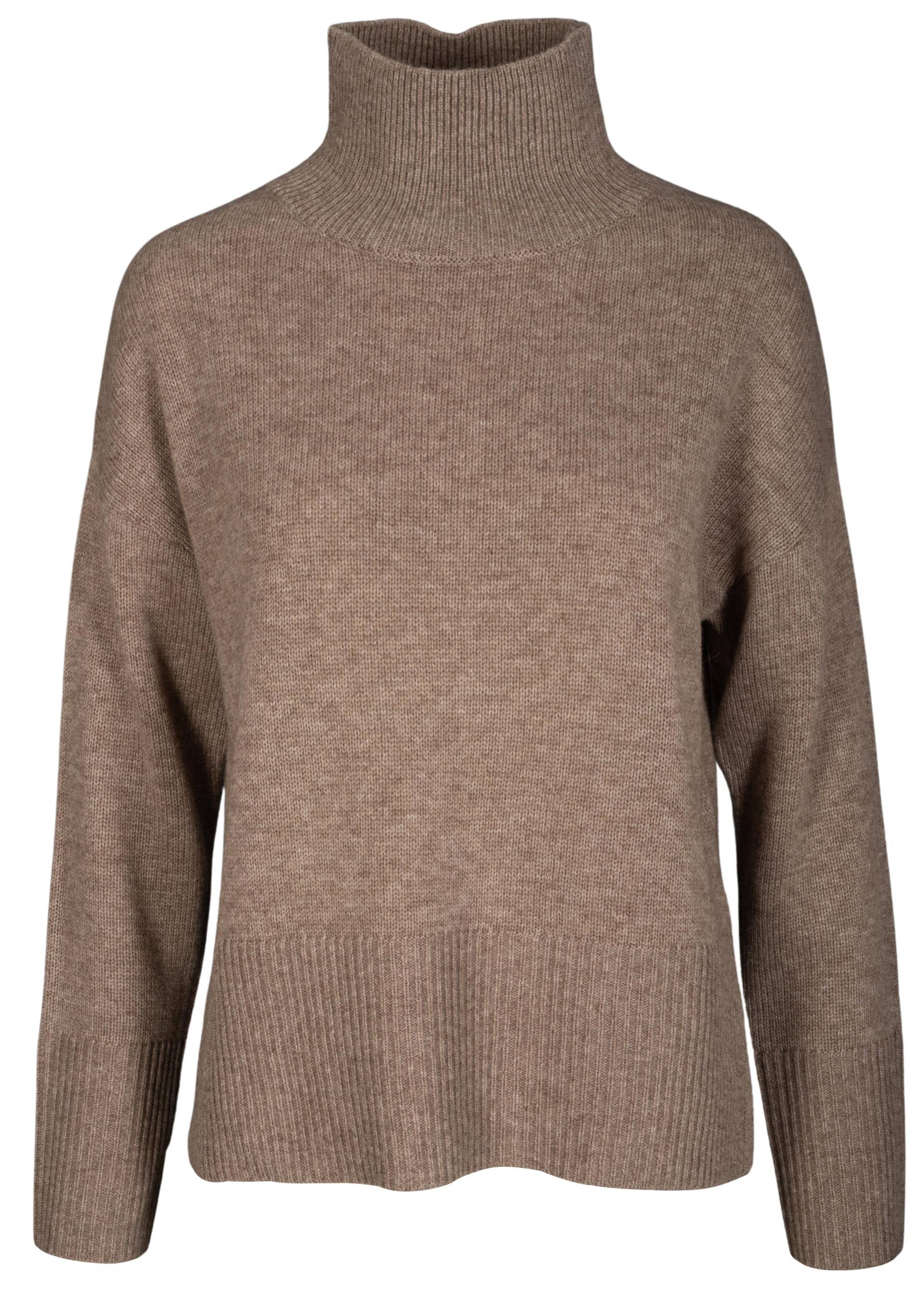 CLARINA - Stehbund-Pullover, 1/1 Arm,uni mokka mel. - Gr. - 38 von CLARINA