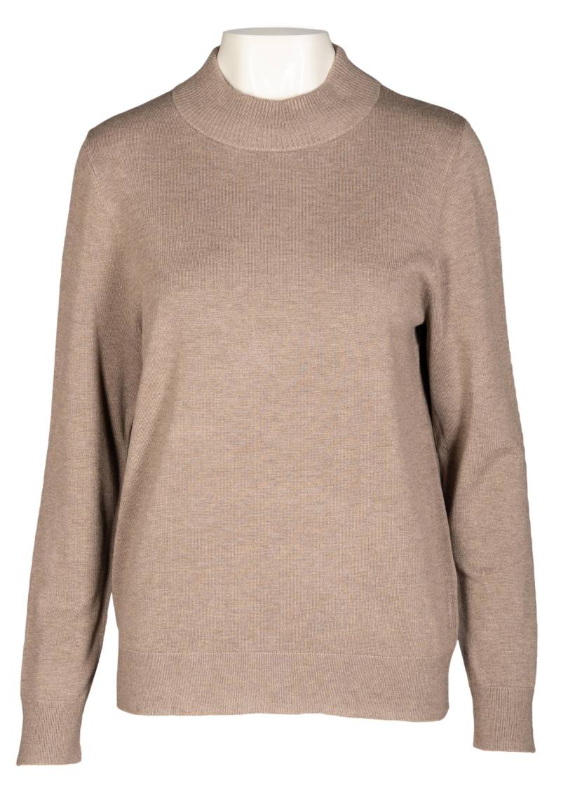 CLARINA - Stehbund-Pullover, 1/1 Arm,uni mokka mel. - Gr. - 44 von CLARINA