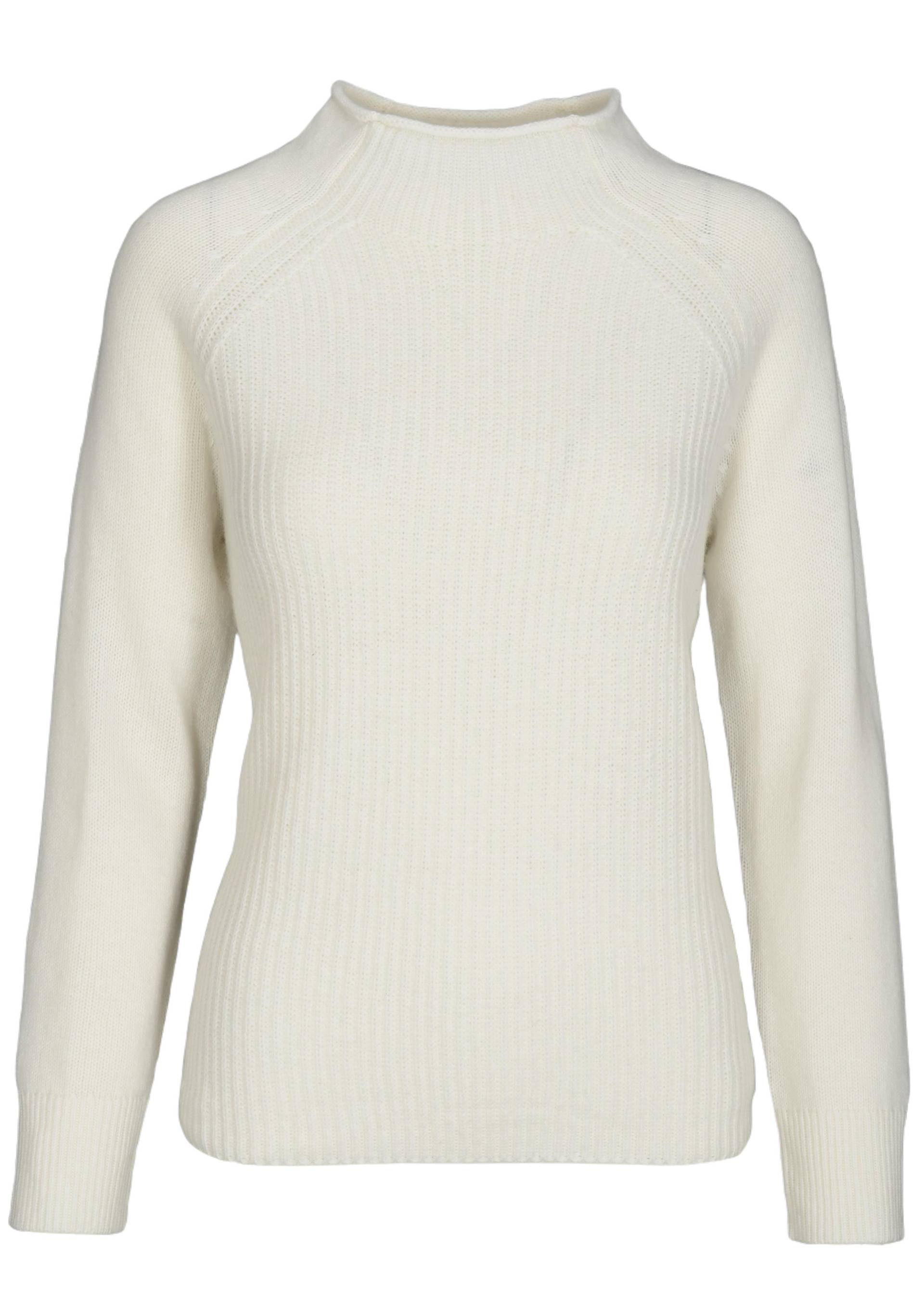 CLARINA - Stehbund-Pullover, 1/1 Arm,uni offwhite - Gr. - 46 von CLARINA