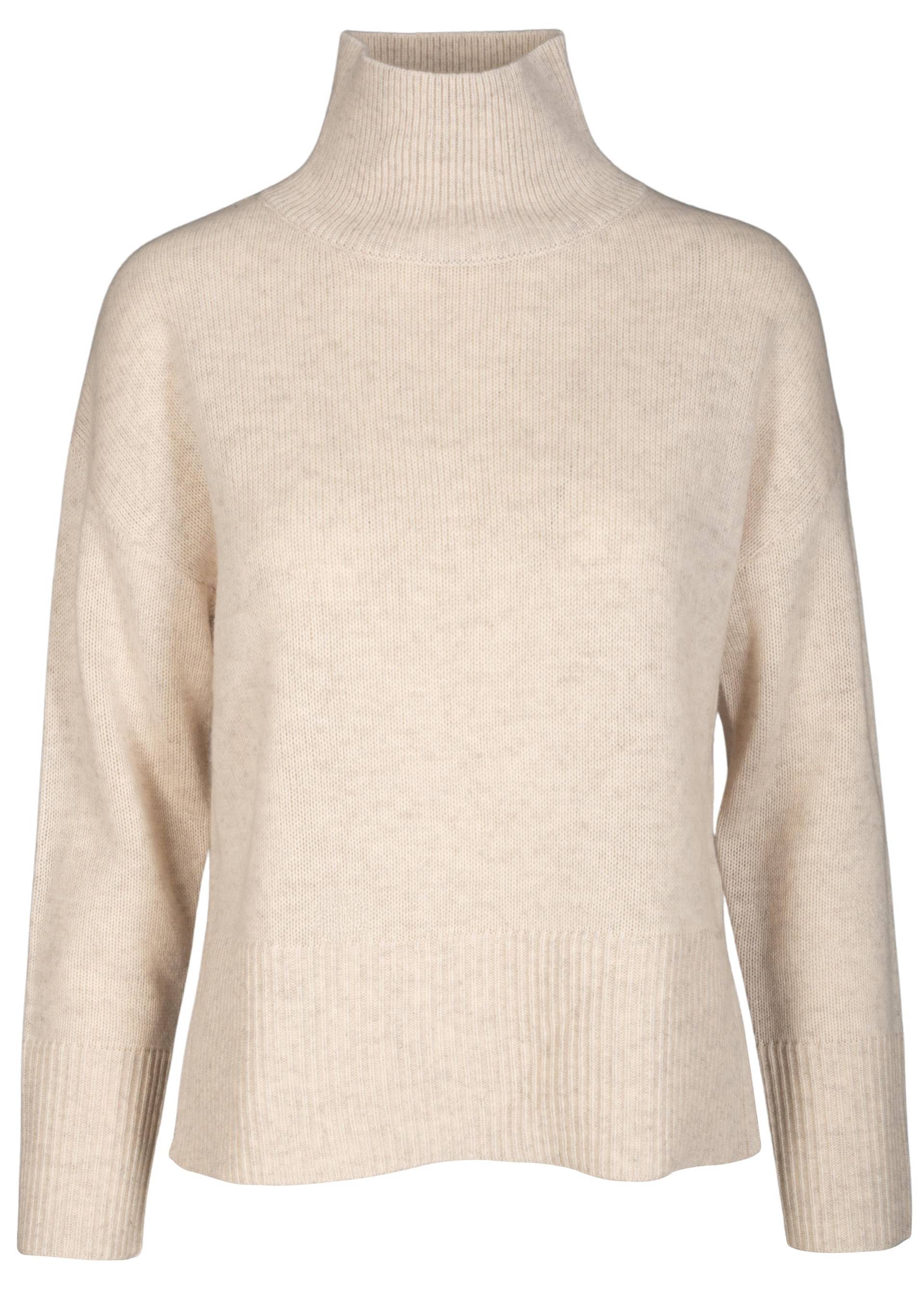 CLARINA - Stehbund-Pullover, 1/1 Arm,uni sand mel. - Gr. - 40 von CLARINA