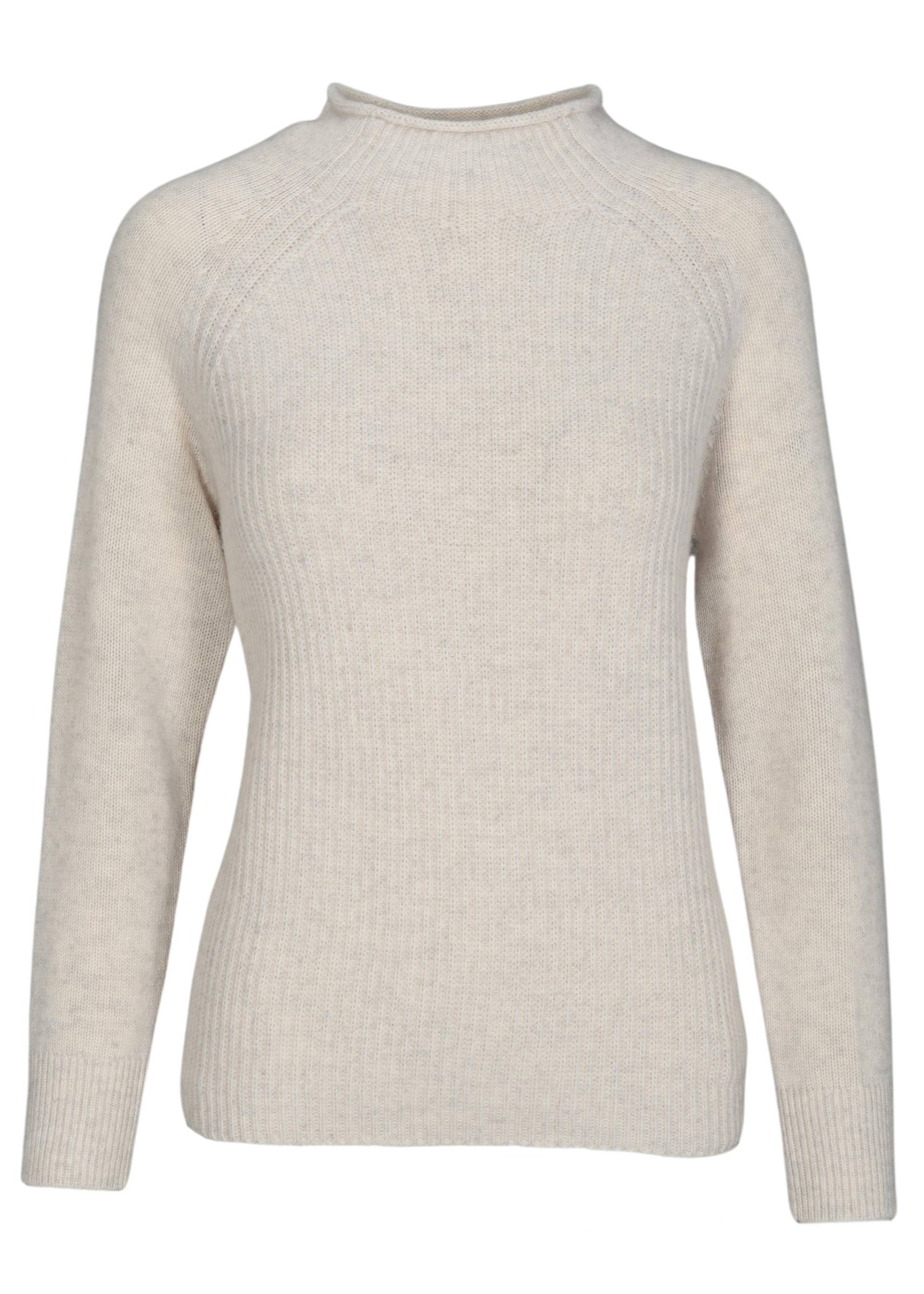 CLARINA - Stehbund-Pullover, 1/1 Arm,uni sand mel. - Gr. - 42 von CLARINA