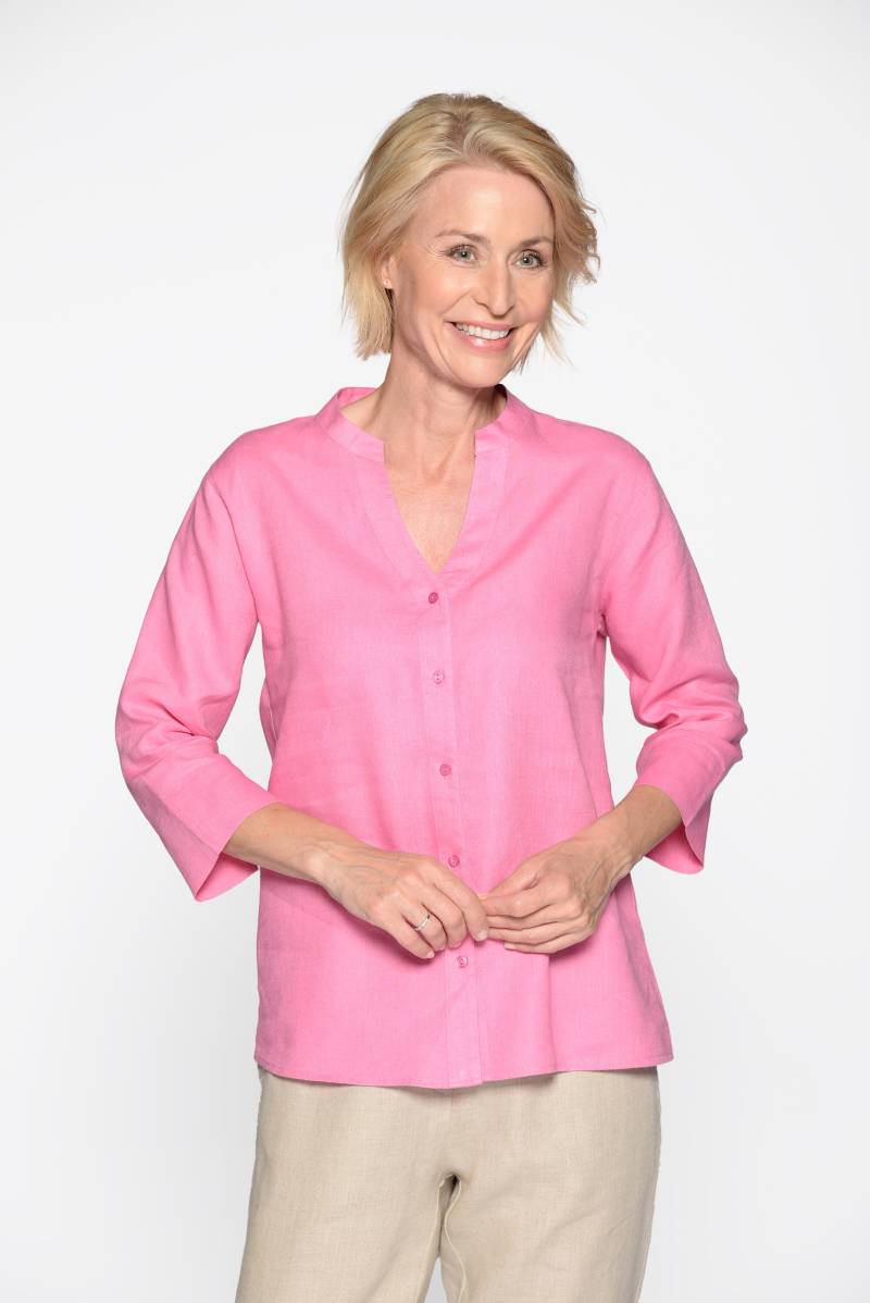 CLARINA - V-Bluse, 3/4 Arm, uni pink - Gr. - 44 von CLARINA