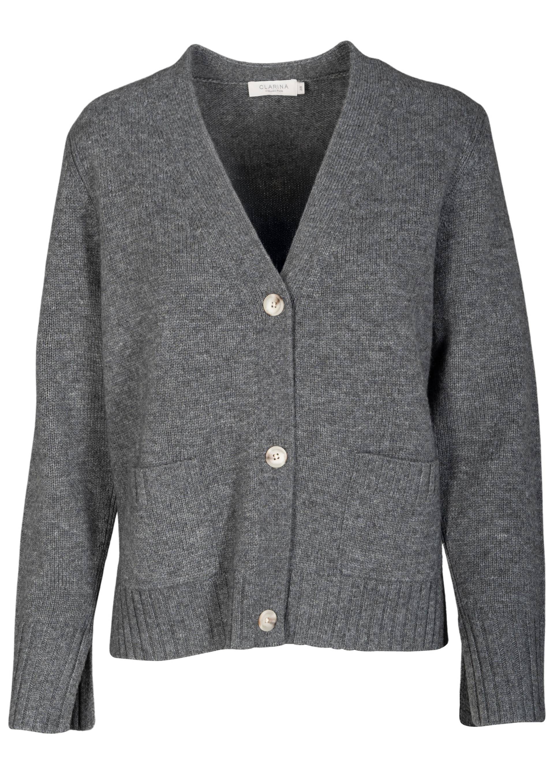 CLARINA - V-Cardigan, 1/1 Arm, uni anthra mel. - Gr. - 36 von CLARINA