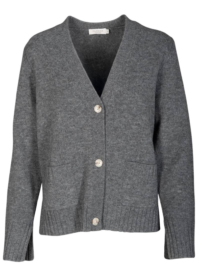 CLARINA - V-Cardigan, 1/1 Arm, uni anthra mel. - Gr. - 38 von CLARINA