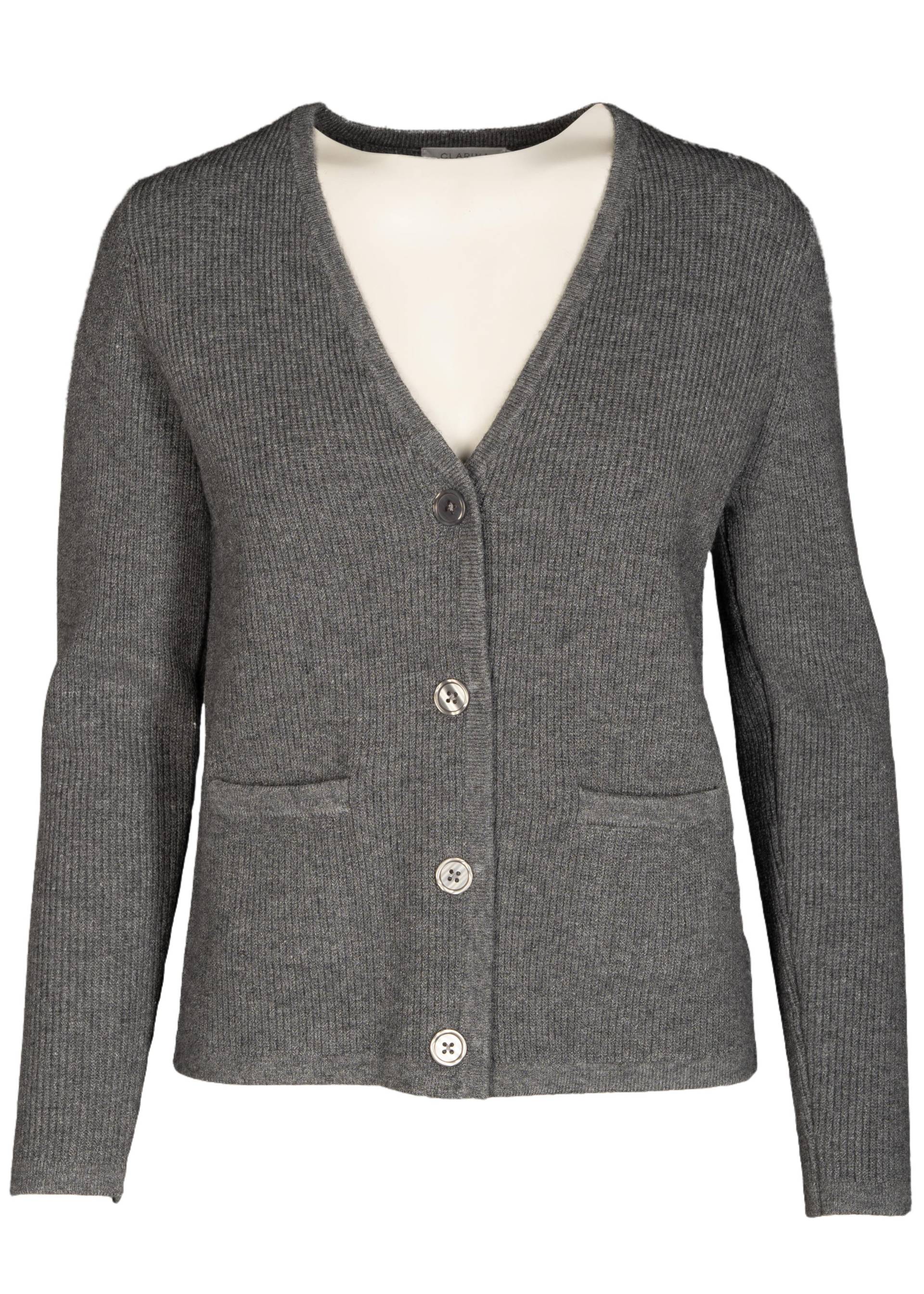 CLARINA - V-Cardigan, 1/1 Arm, uni flanell mel. - Gr. - 42 von CLARINA