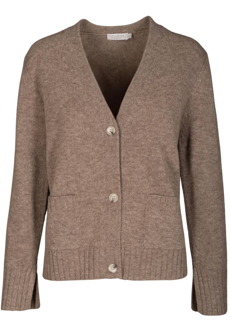 CLARINA - V-Cardigan, 1/1 Arm, uni mokka mel. - Gr. - 44 von CLARINA