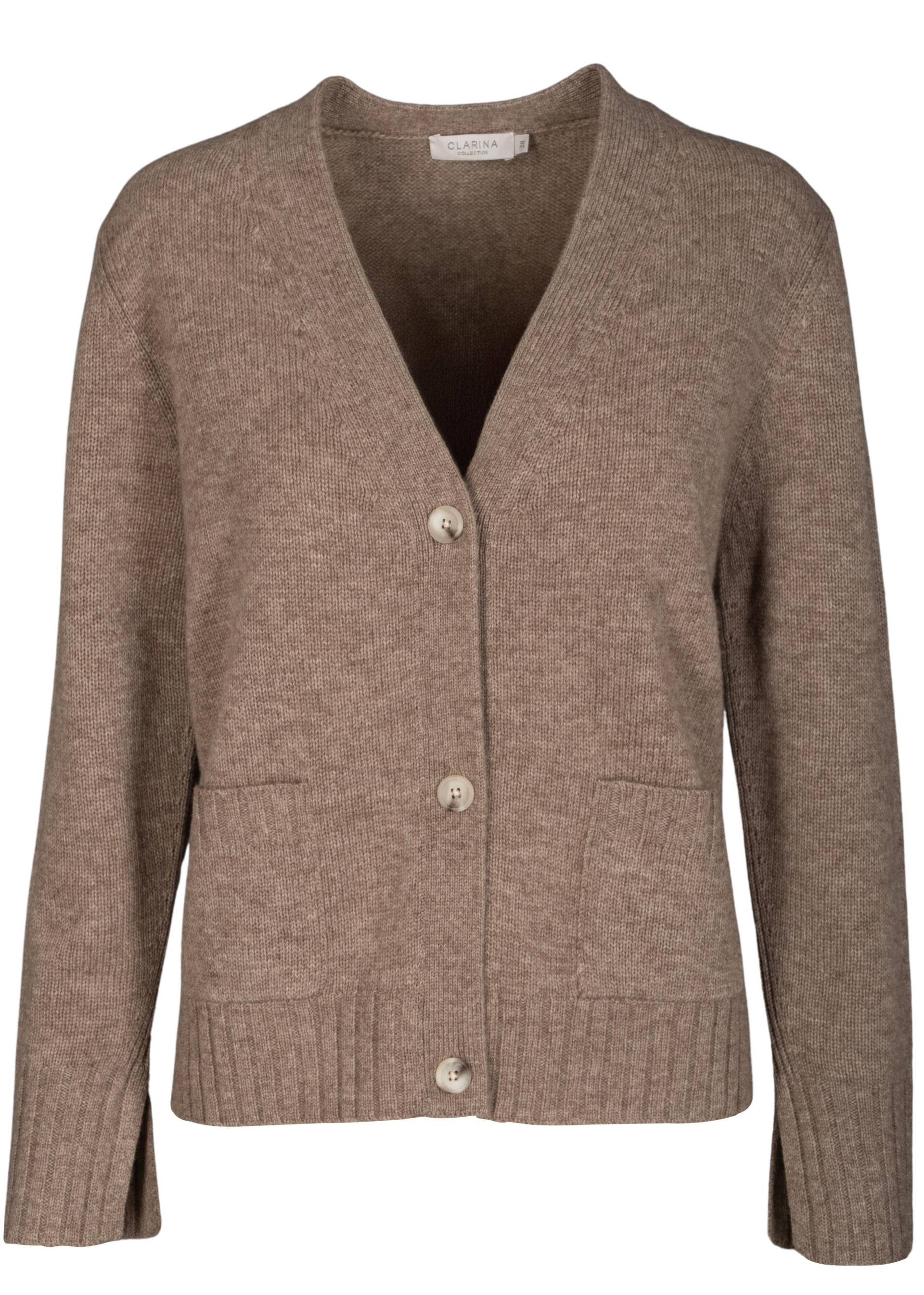CLARINA - V-Cardigan, 1/1 Arm, uni mokka mel. - Gr. - 48 von CLARINA