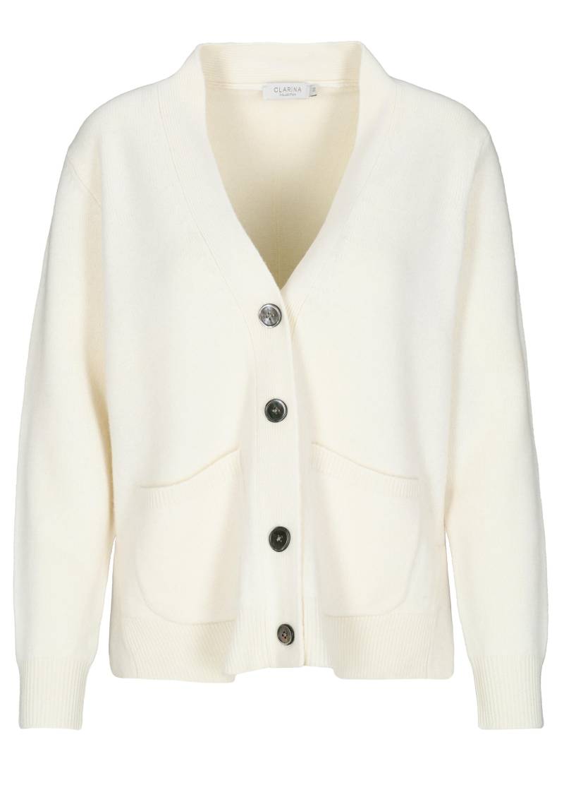 CLARINA - V-Cardigan, 1/1 Arm, uni offwhite - Gr. - 38 von CLARINA