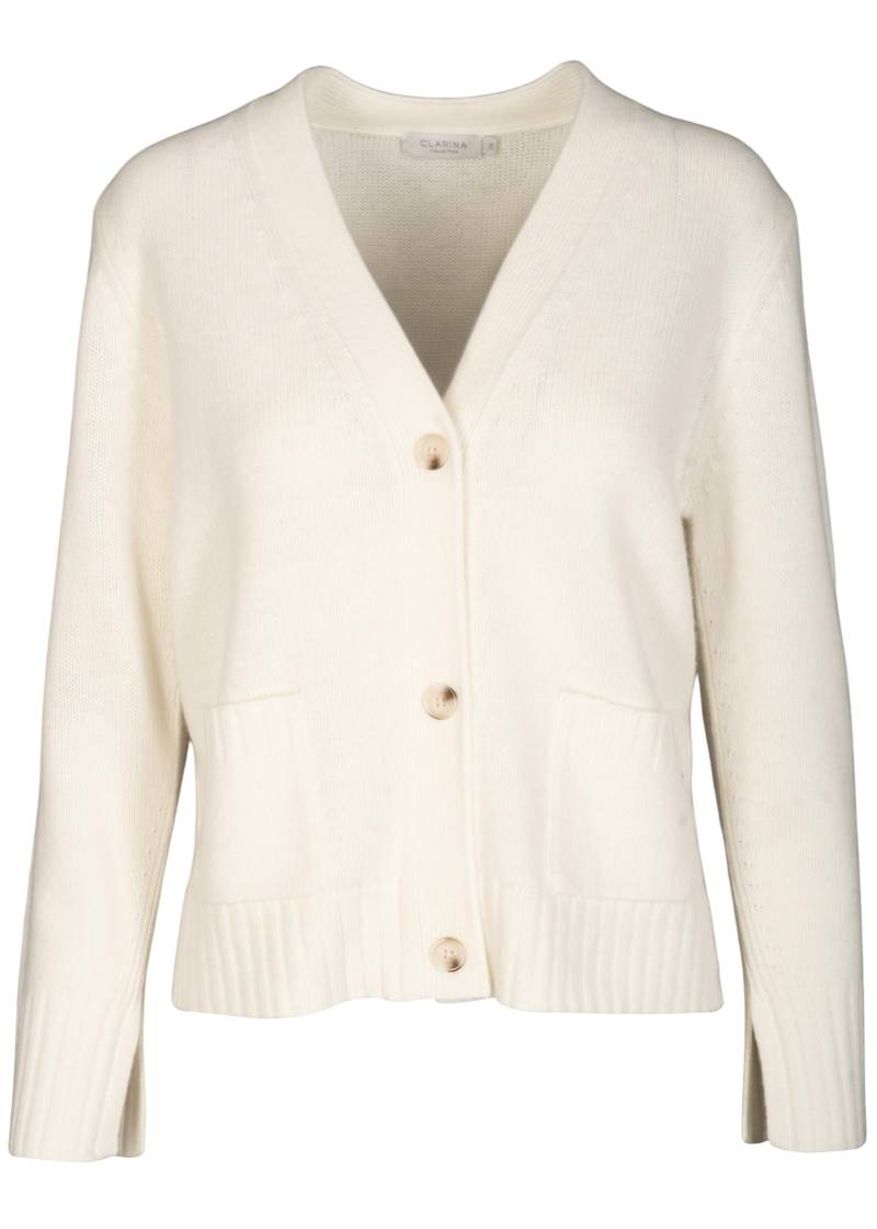 CLARINA - V-Cardigan, 1/1 Arm, uni offwhite - Gr. - 38 von CLARINA