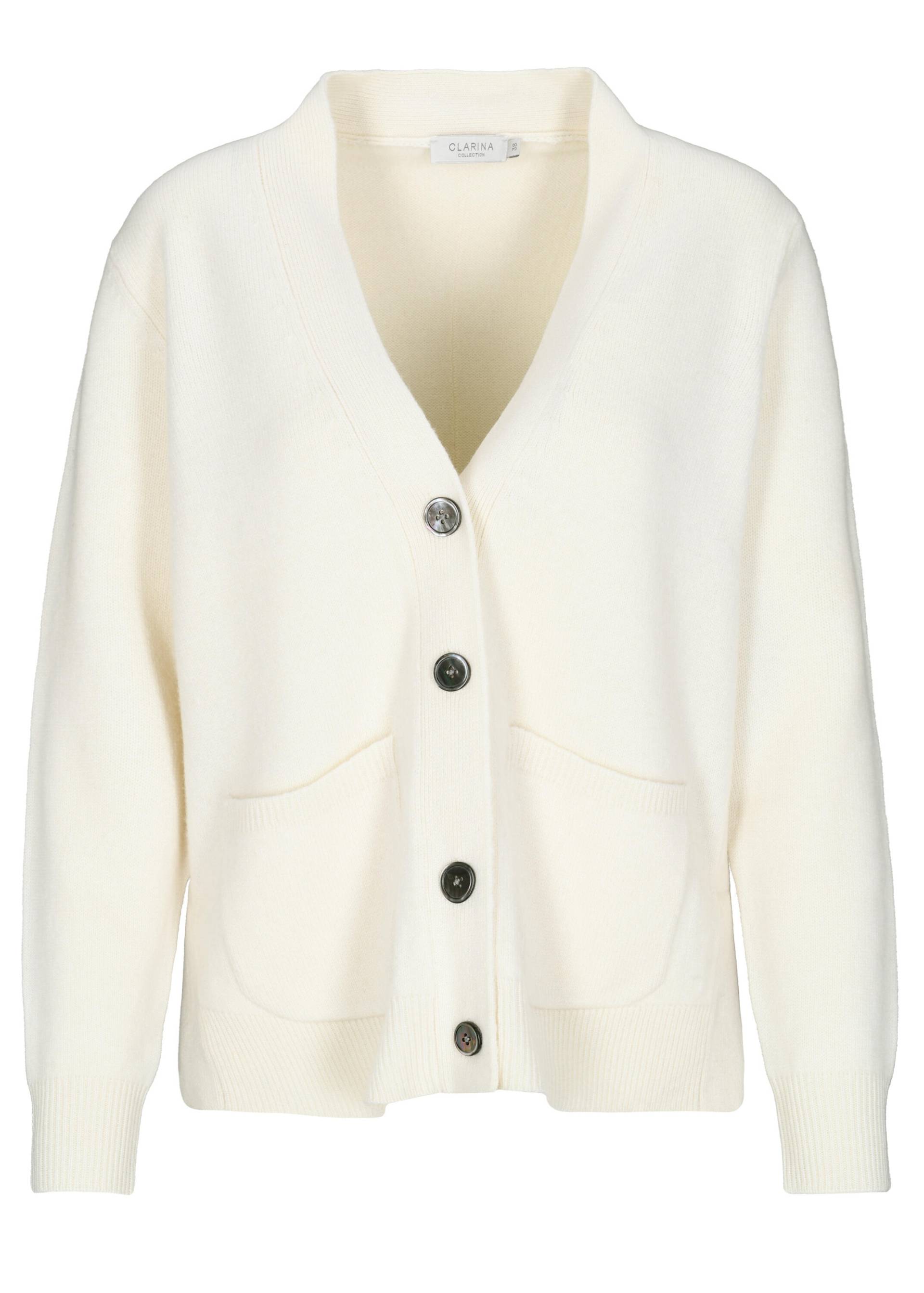 CLARINA - V-Cardigan, 1/1 Arm, uni offwhite - Gr. - 40 von CLARINA