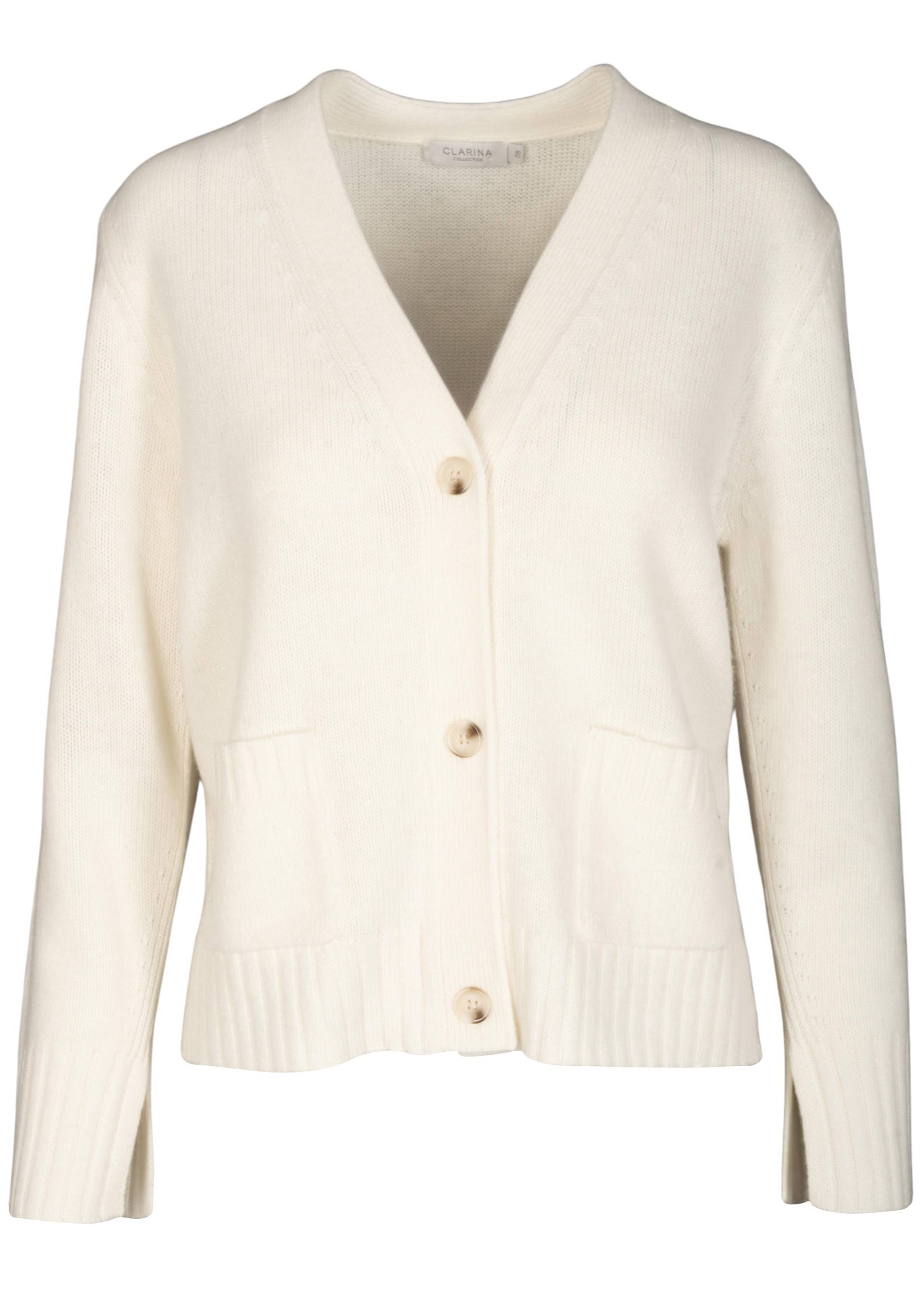 CLARINA - V-Cardigan, 1/1 Arm, uni offwhite - Gr. - 46 von CLARINA