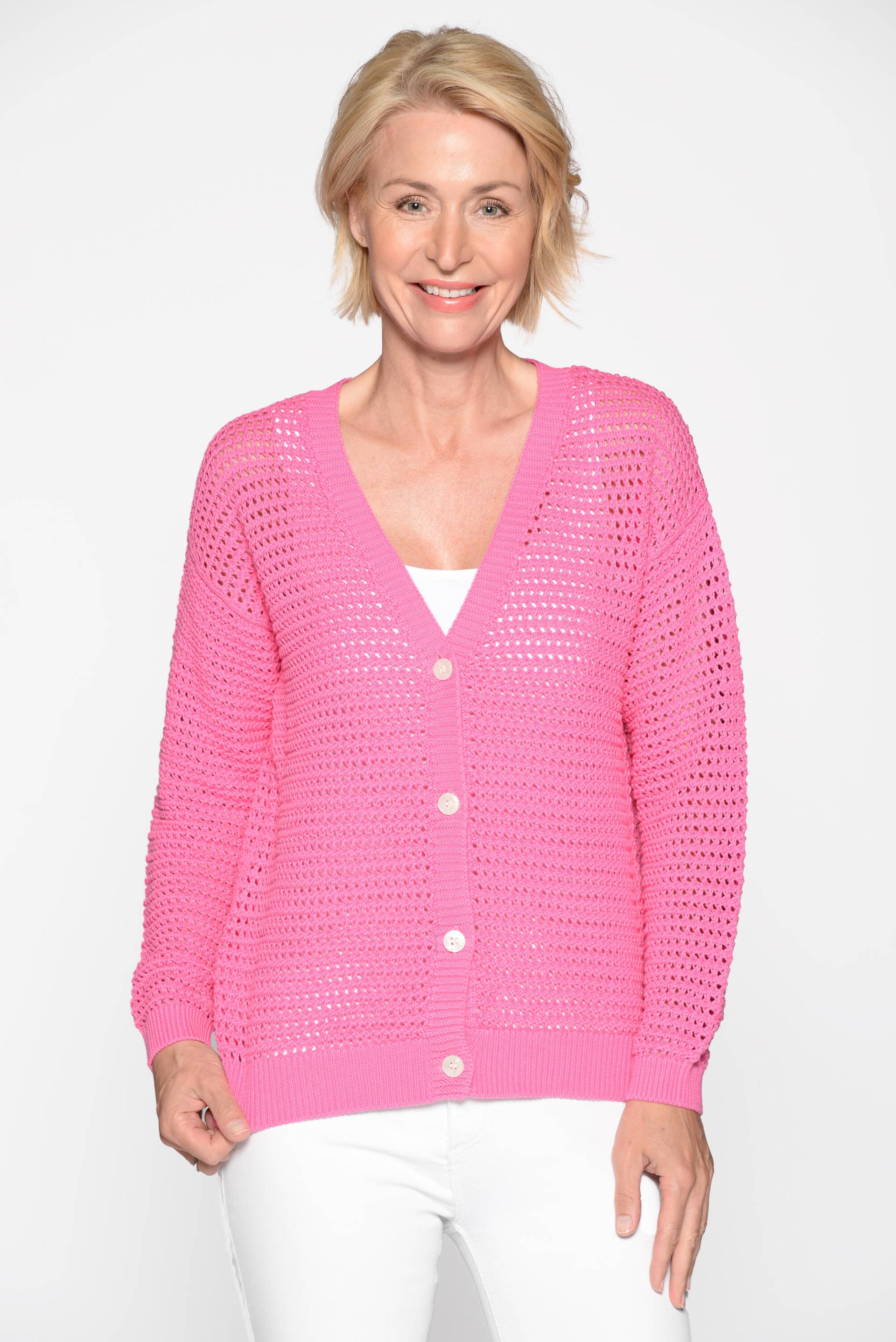 CLARINA - V-Cardigan, 1/1 Arm, uni pink - Gr. - 42 von CLARINA