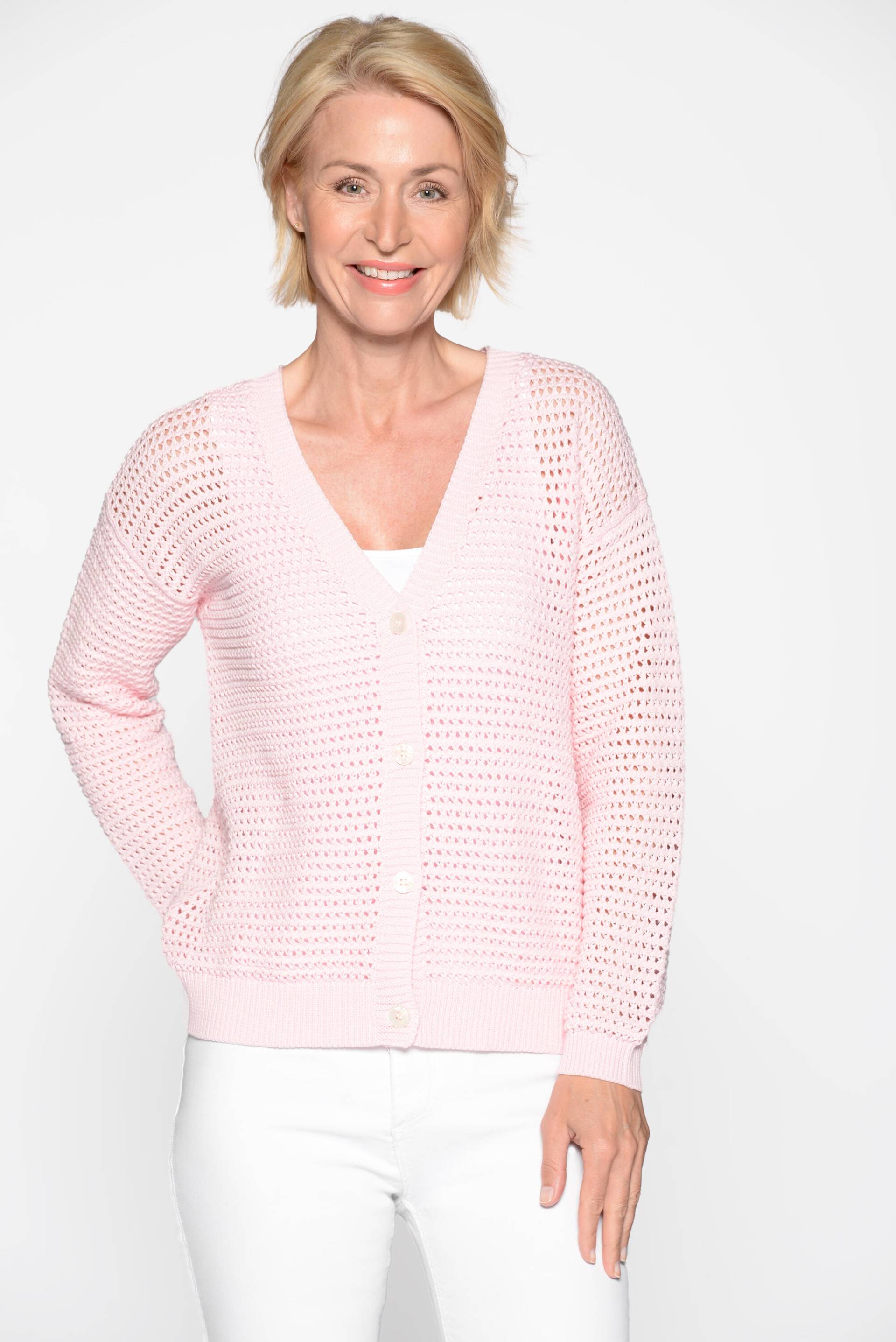 CLARINA - V-Cardigan, 1/1 Arm, uni rose - Gr. - 46 von CLARINA