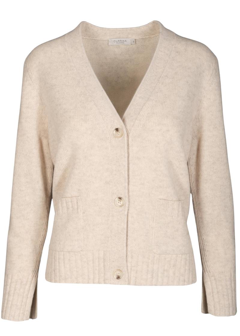 CLARINA - V-Cardigan, 1/1 Arm, uni sand mel. - Gr. - 38 von CLARINA