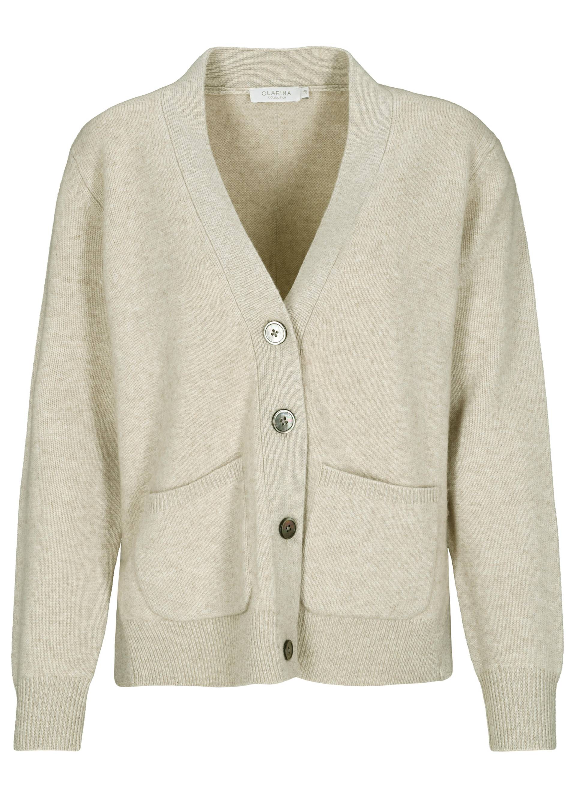 CLARINA - V-Cardigan, 1/1 Arm, uni sand mel. - Gr. - 42 von CLARINA
