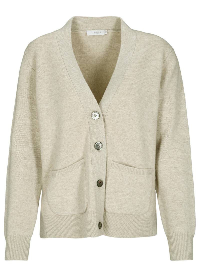 CLARINA - V-Cardigan, 1/1 Arm, uni sand mel. - Gr. - 42 von CLARINA