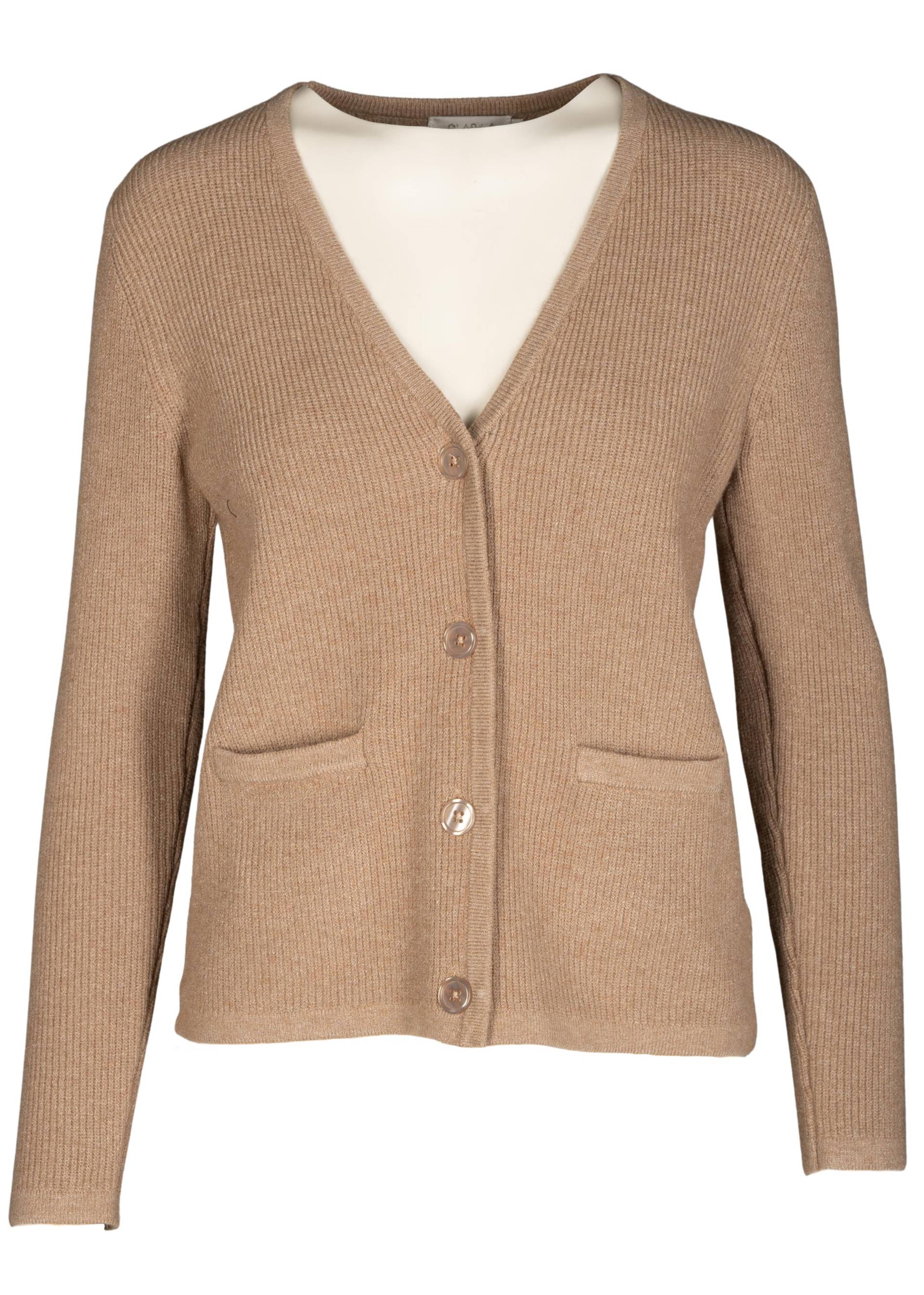 CLARINA - V-Cardigan, 1/1 Arm, uni sand mel. - Gr. - 42 von CLARINA