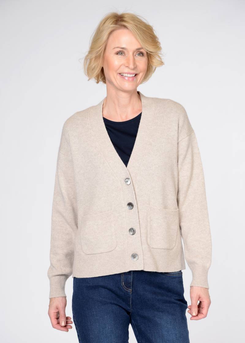 CLARINA - V-Cardigan, 1/1 Arm, uni sand mel. - Gr. - 46 von CLARINA