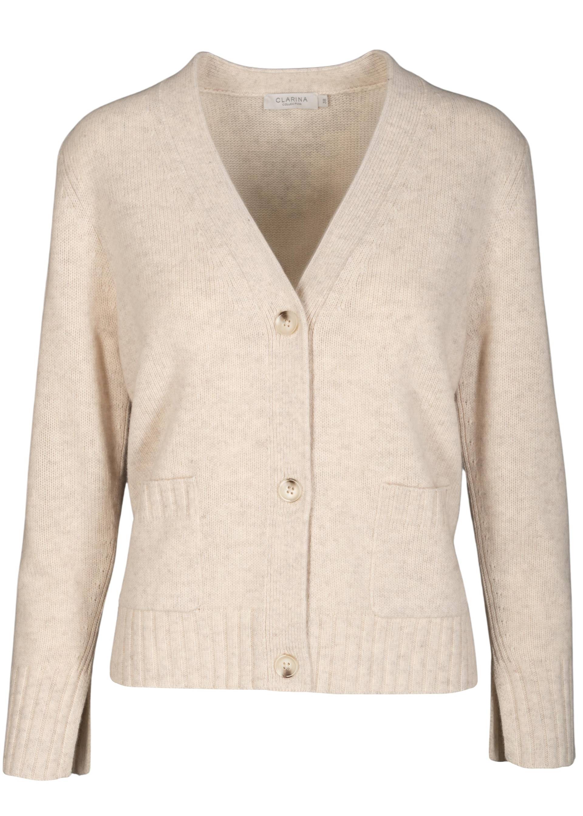 CLARINA - V-Cardigan, 1/1 Arm, uni sand mel. - Gr. - 48 von CLARINA
