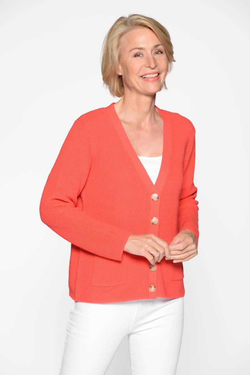CLARINA - V-Cardigan, mit Taschen 451 geranie - Gr. - 48 von CLARINA
