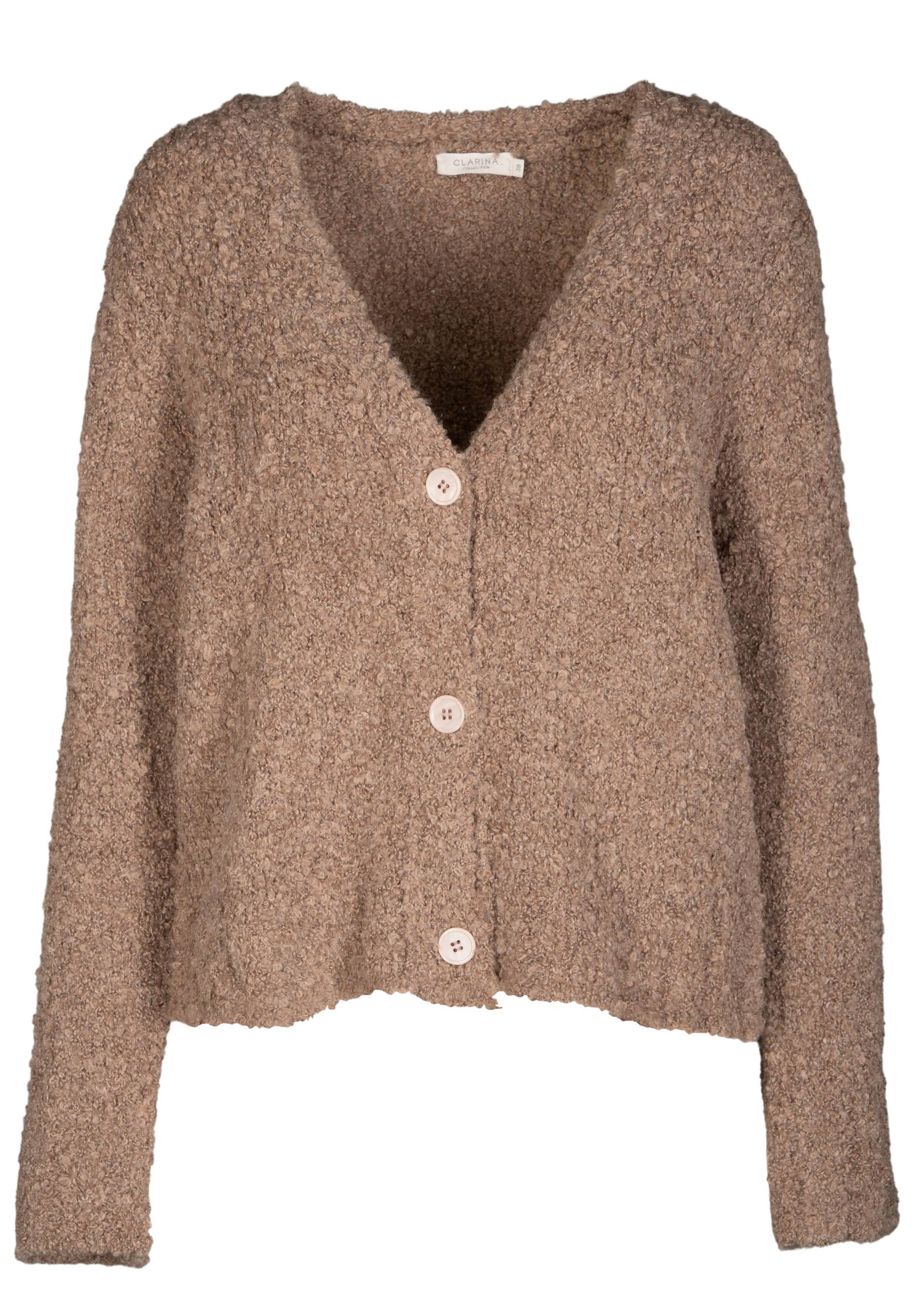 CLARINA - V-Cardigan,1/1 Arm, Boucle mokka mel. - Gr. - 42 von CLARINA