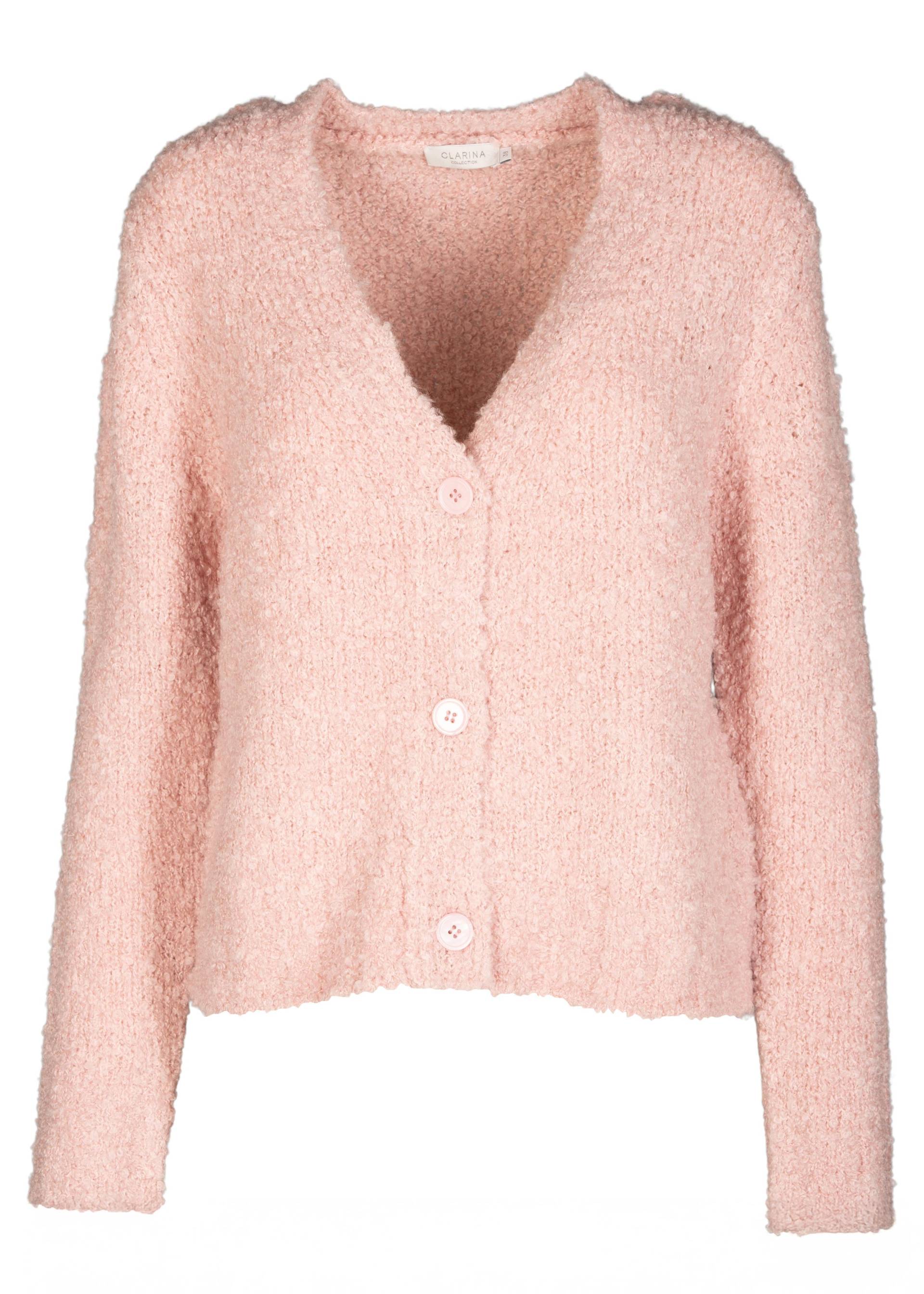 CLARINA - V-Cardigan,1/1 Arm, Boucle rose mel. - Gr. - 40 von CLARINA
