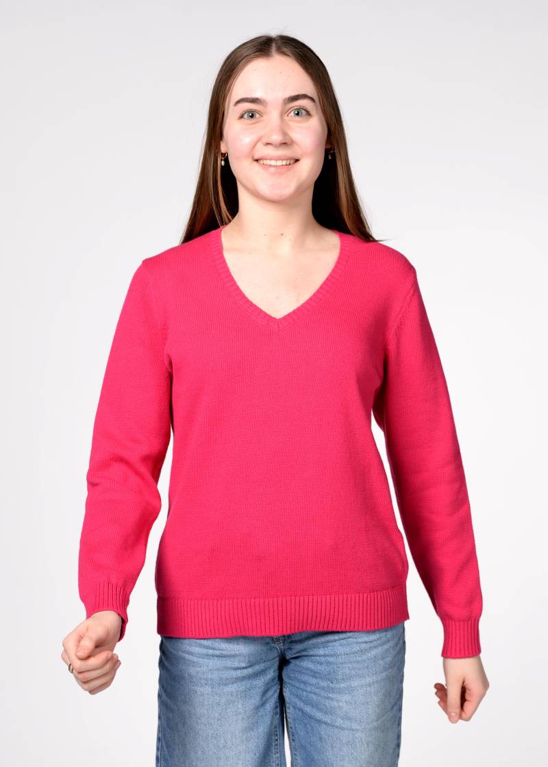 CLARINA - V-Pullover, 1/1 Arm, uni magenta - Gr. - 42 von CLARINA