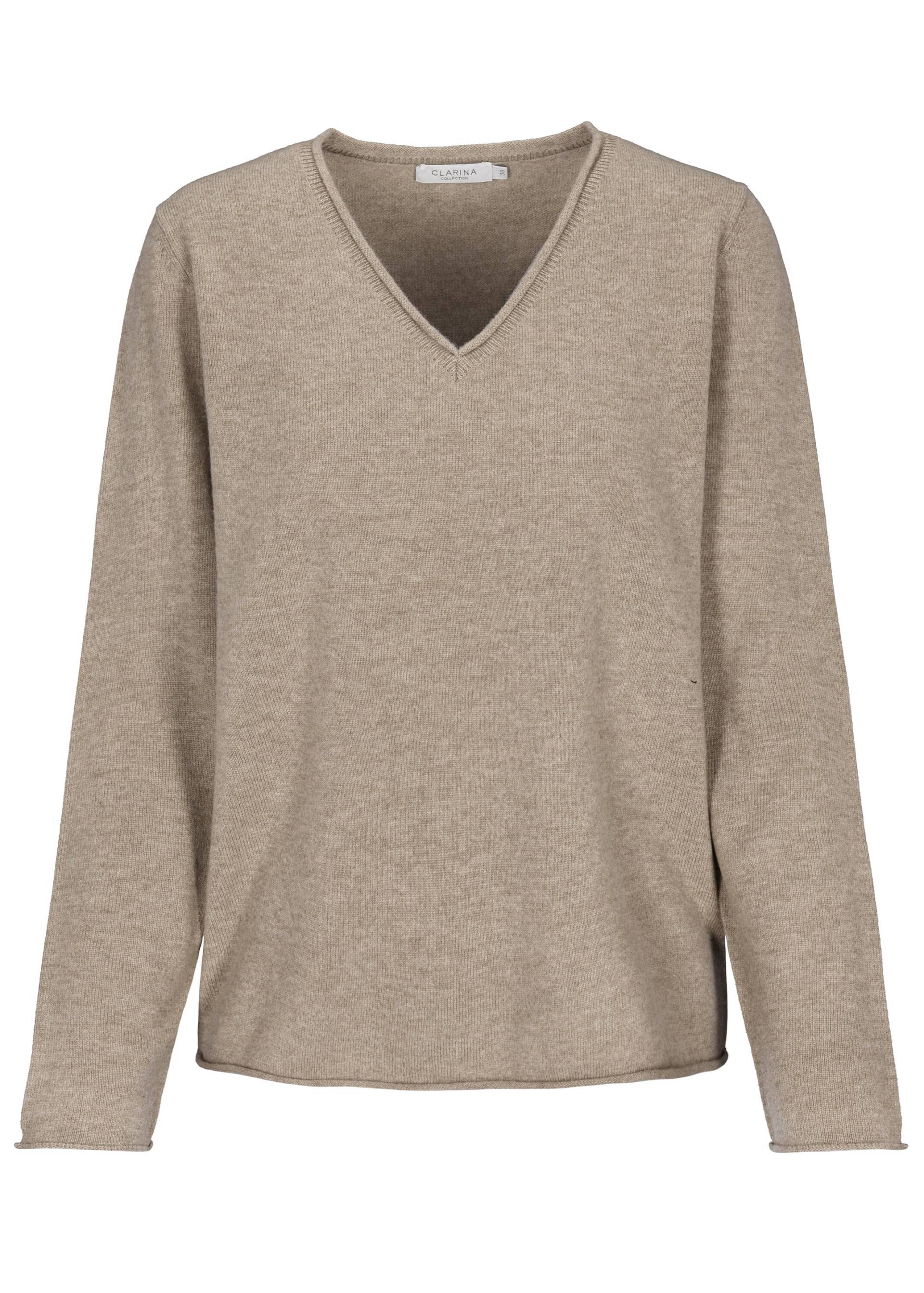 CLARINA - V-Pullover, 1/1 Arm, uni mokka mel. - Gr. - 36 von CLARINA