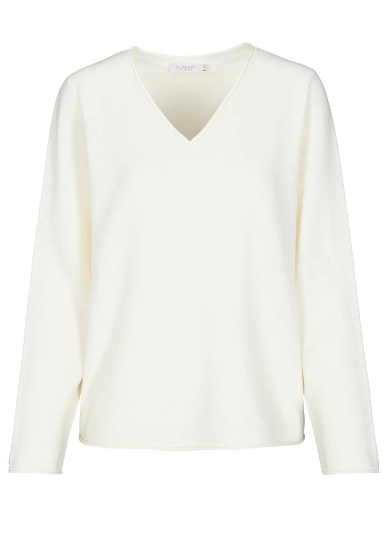 CLARINA - V-Pullover, 1/1 Arm, uni offwhite - Gr. - 36 von CLARINA
